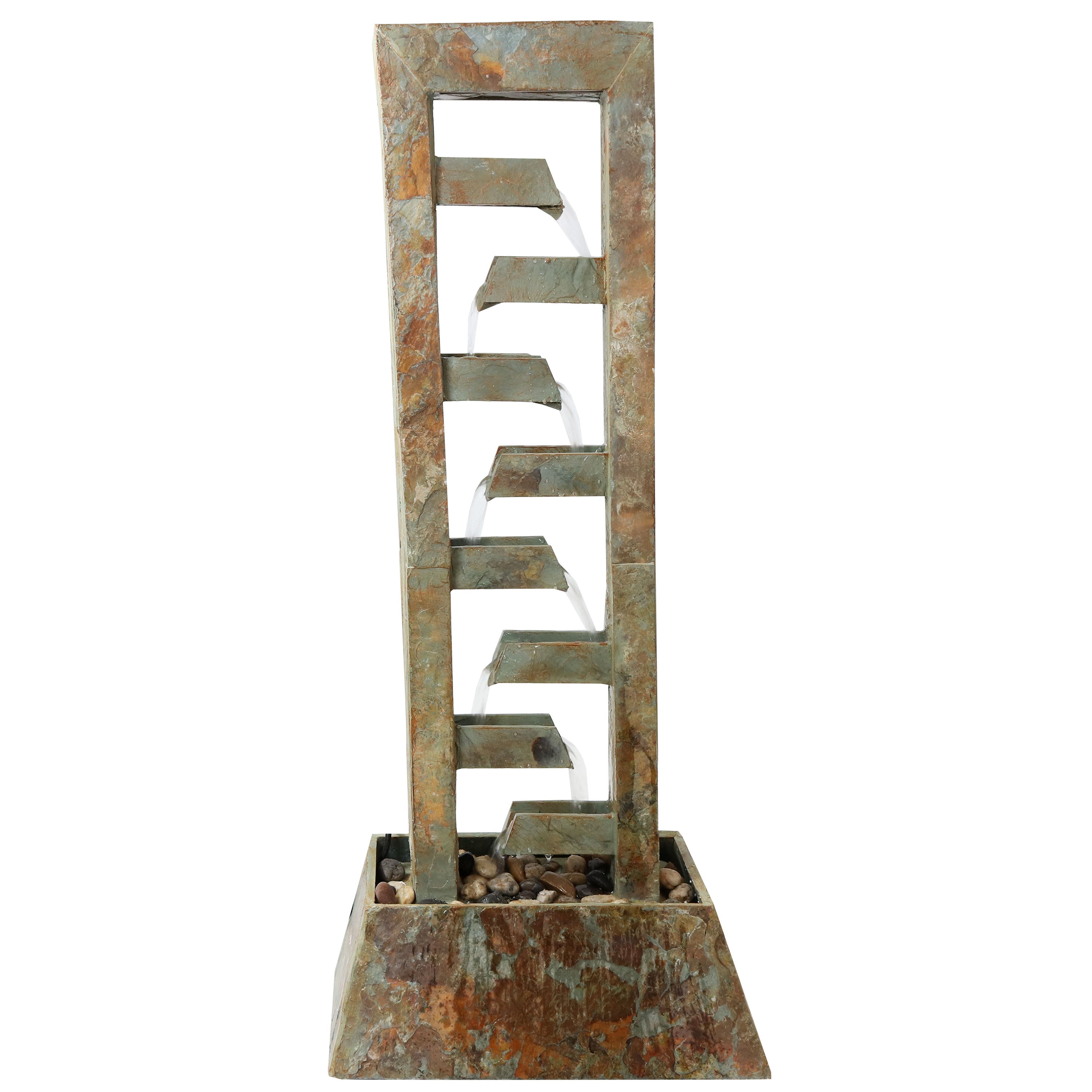 Sunnydaze Stacked Freestanding Slate Floor Fountain 49