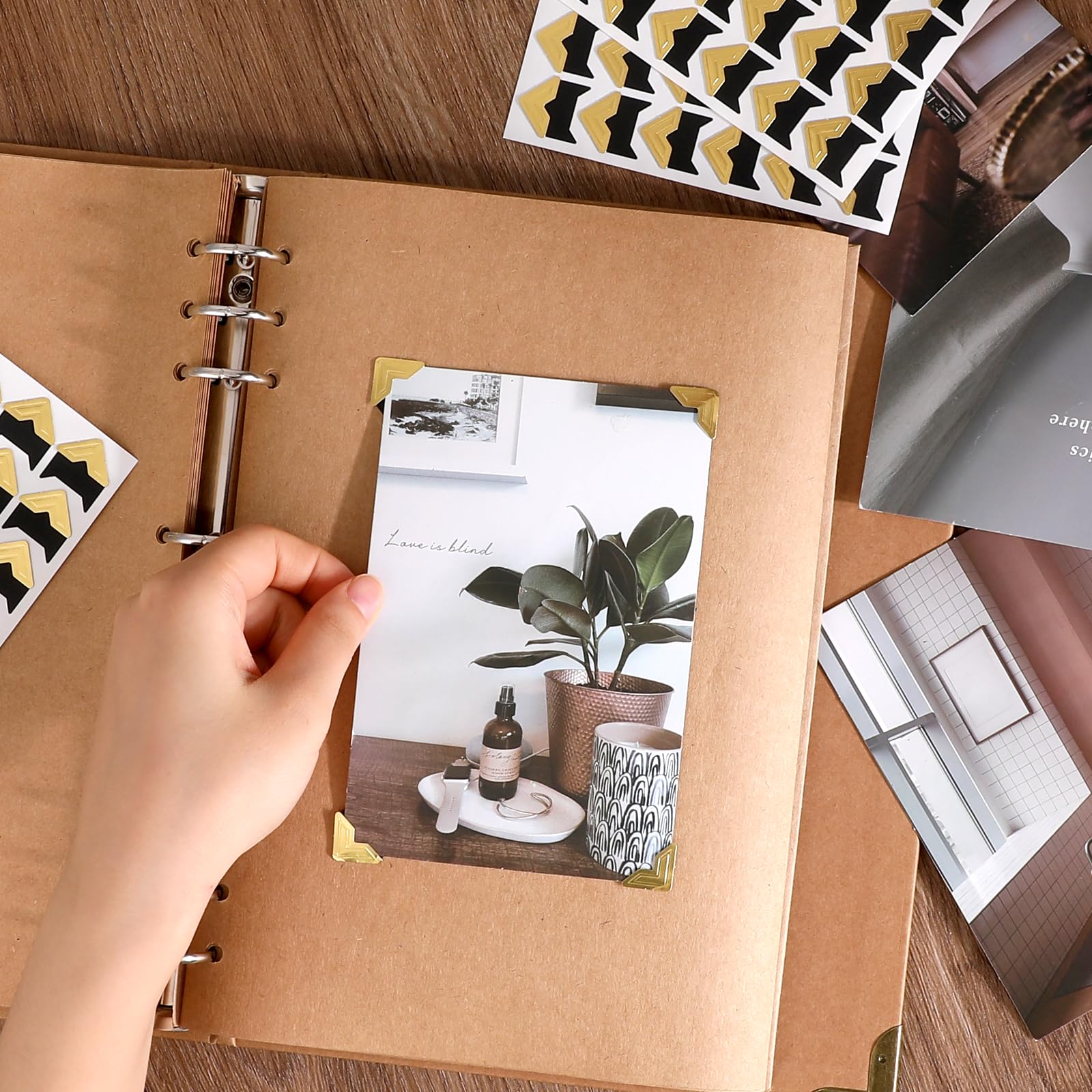240 Pcs Gold Self-Adhesive Photo Corners for Scrapbooking & Albums - Perfect for Memory Books & Picture Frames