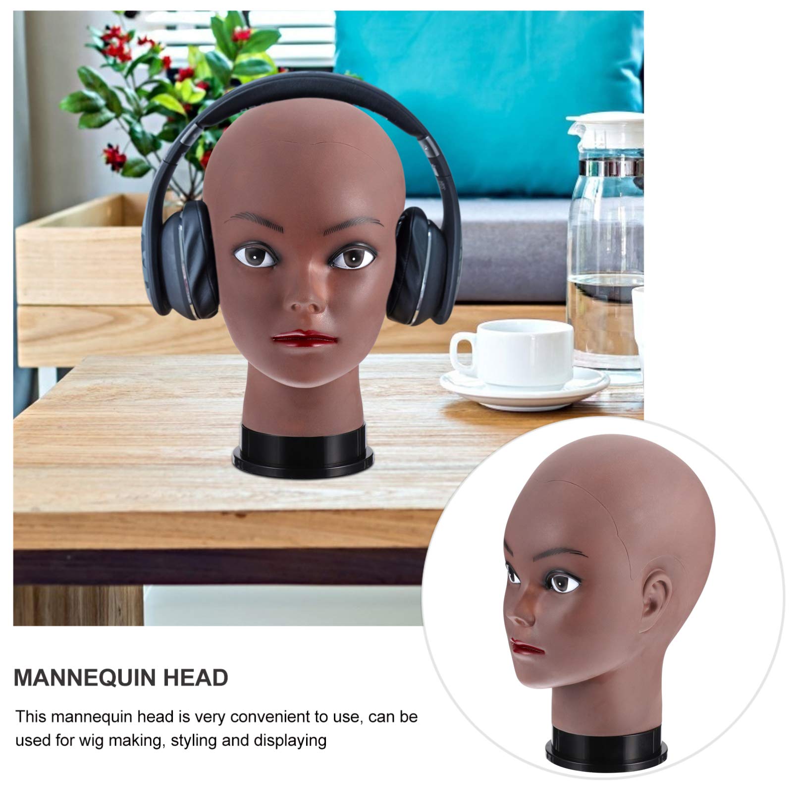 Beaupretty African Black Mannequin Head for Wig Making - PVC Hat Display Stand for Hairstyling Practice & Salon Training | Perfect for Cosmetology Students & Professional Stylists