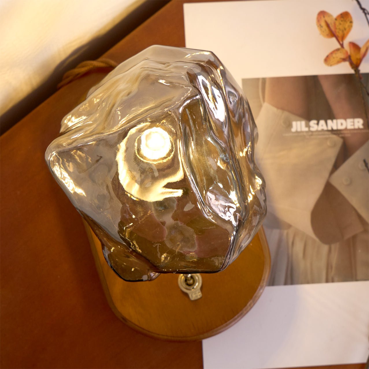 Modern Ice Stone Glass Table Lamp - Elegant Bedside & Living Room Lighting for Home Decor