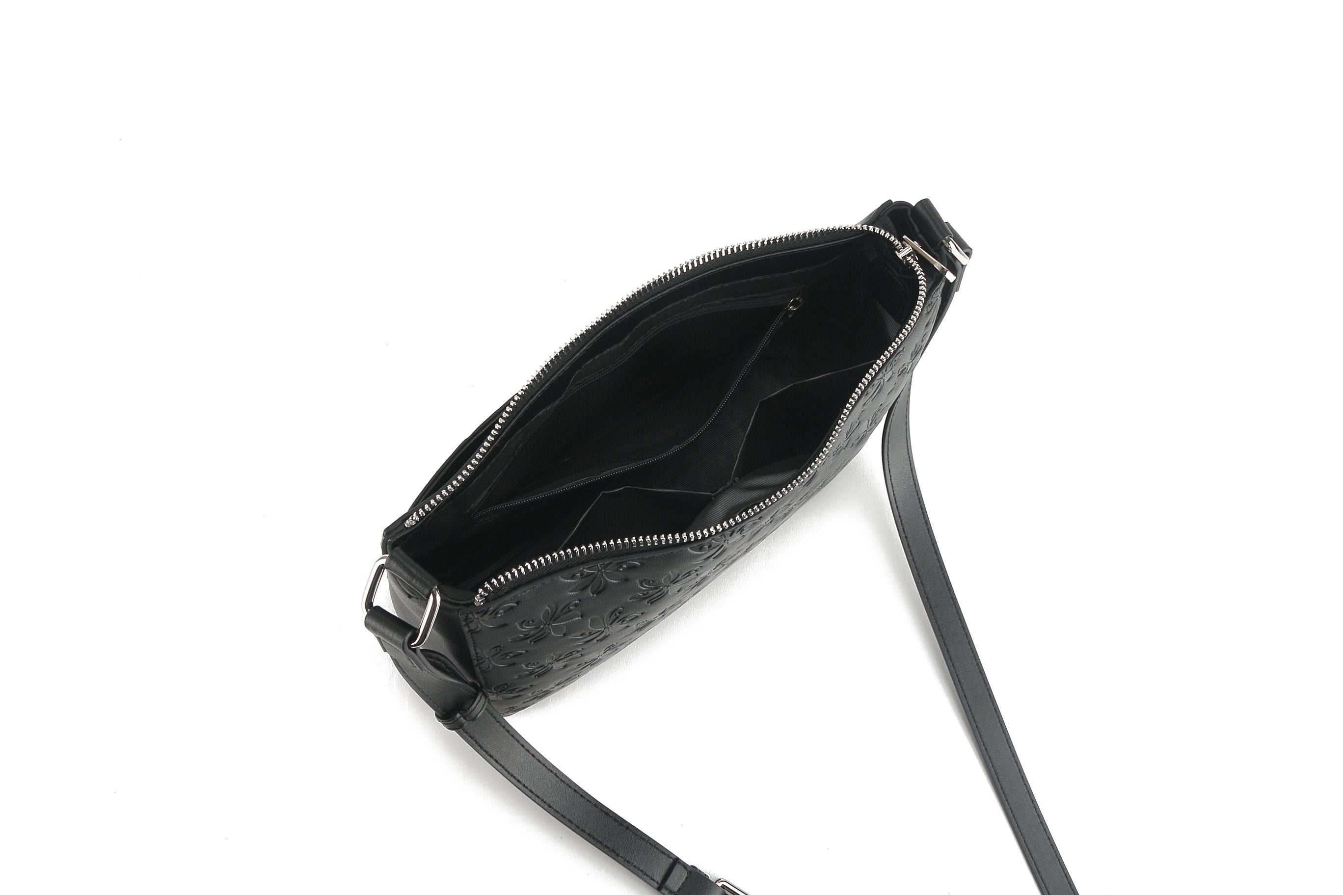 Brittney Tiare Embossed Black Crossbody Bag for Women - Stylish Leather Shoulder Purse for Daily Use, Travel & Shopping