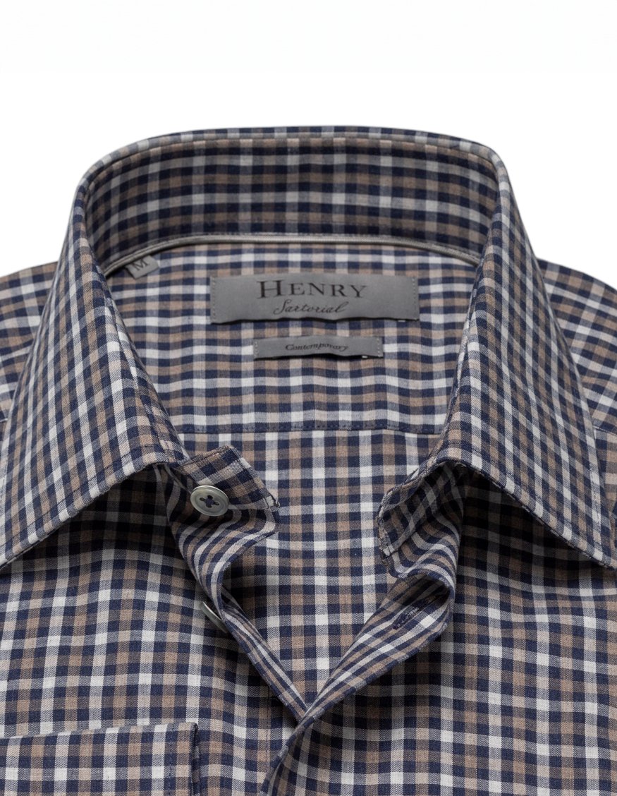 Henry Sartorial Casual Check Cotton Shirt for Men - Black Multi Color Plaid Button Down Shirt | Perfect for Office, Date Night & Weekend Outings
