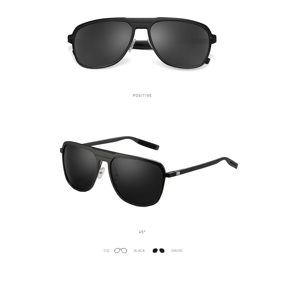 20/20 Unisex Full Rim Square Aluminum Polarized Sunglasses PK017 - Stylish UV Protection for Outdoor Activities, Driving & Fashion