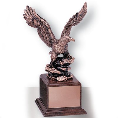 Custom Bronze Eagle Trophy - Engravable Patriotic Award for Work & Military