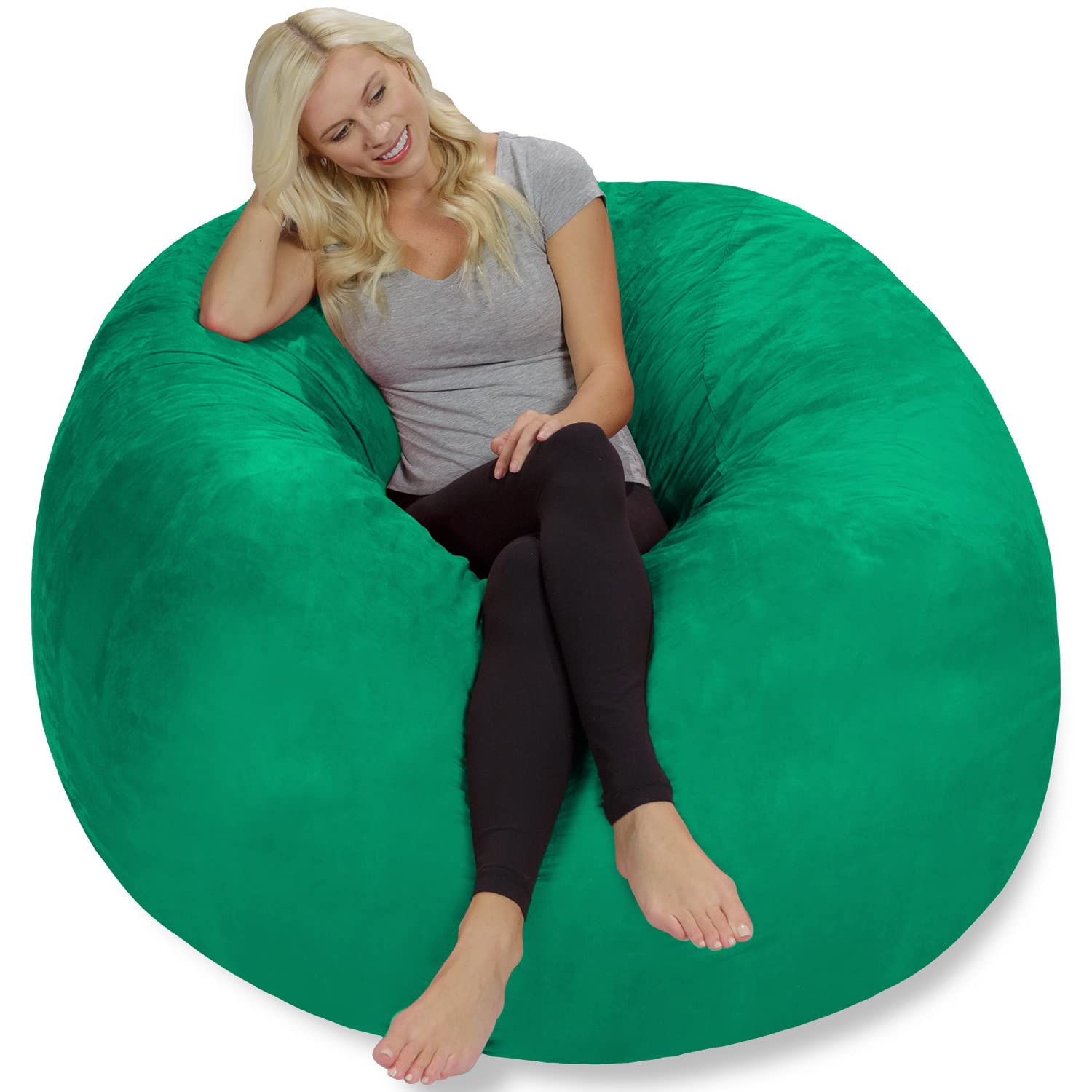 Chill Sack 5' Giant Memory Foam Bean Bag Chair - Oversized Sofa with Soft Microfiber Cover in Aqua Marine - Perfect for Living Rooms, Game Rooms & Dorm Lounging