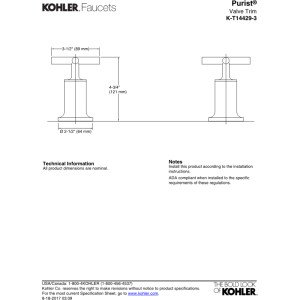 KOHLER K-T14429-3-CP Purist High-Flow Bath Valve Trim - Wall Mount for Bath or Deck - Polished Chrome Finish - Perfect for Modern Bathrooms & Spa-Like Showers