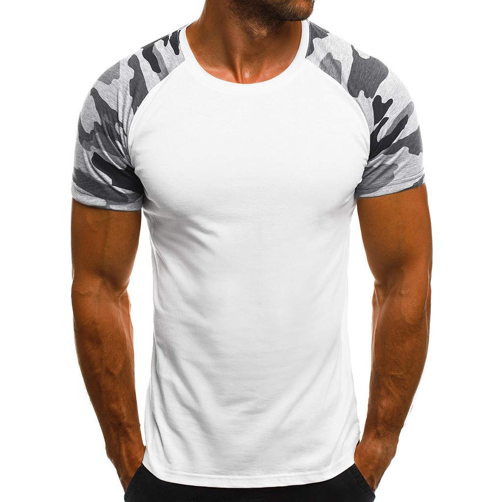 Sweetnice Men's Casual Short Sleeve Camouflage T-Shirt - Breathable Workout Shirt for Gym, Hiking & Outdoor Activities (Sizes M-XXXL)