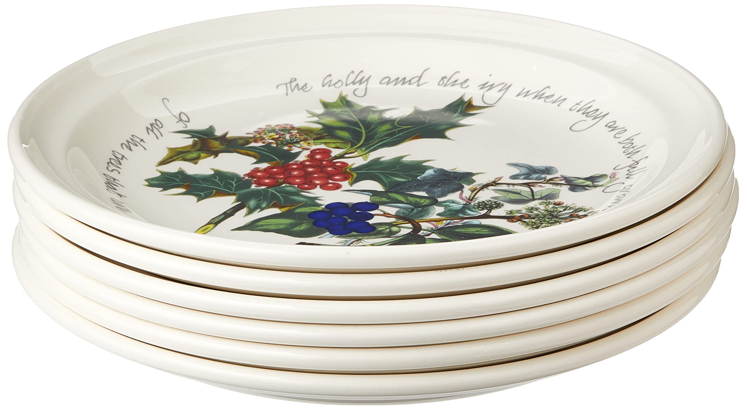 Portmeirion Holly and Ivy Christmas Dinner Plates Set of 6 - Elegant Holiday Dinnerware for Festive Gatherings & Family Celebrations