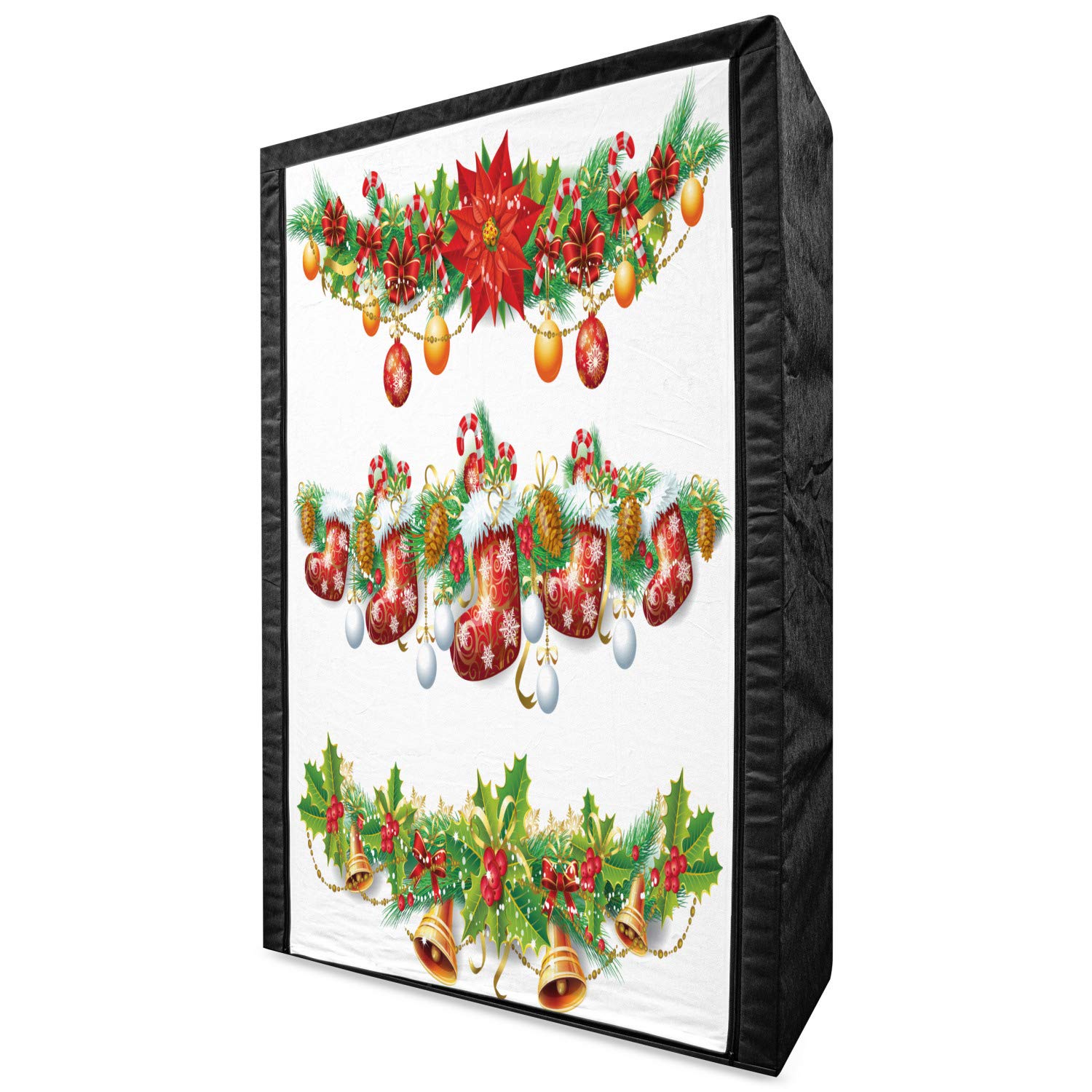 Ambesonne Christmas Portable Fabric Wardrobe Closet Organizer with Shelves, 42.5