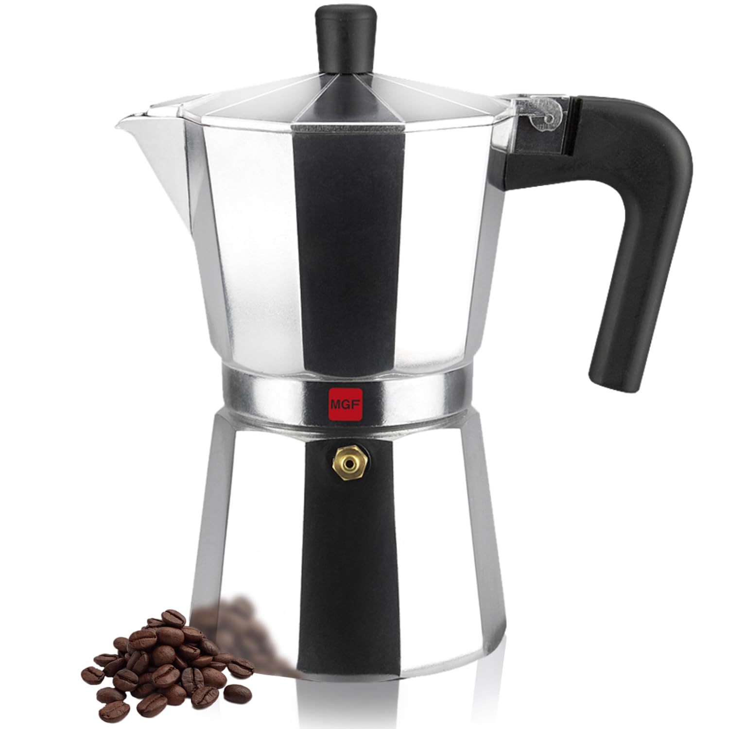 MAGEFESA Kenia Stovetop Espresso Moka Pot - 3 Cup (5 oz) Italian Aluminum Coffee Maker for Cuban Coffee, Extra Thick & Heat Resistant with Ergonomic Handle - Perfect for Home, Office & Camping Brewing