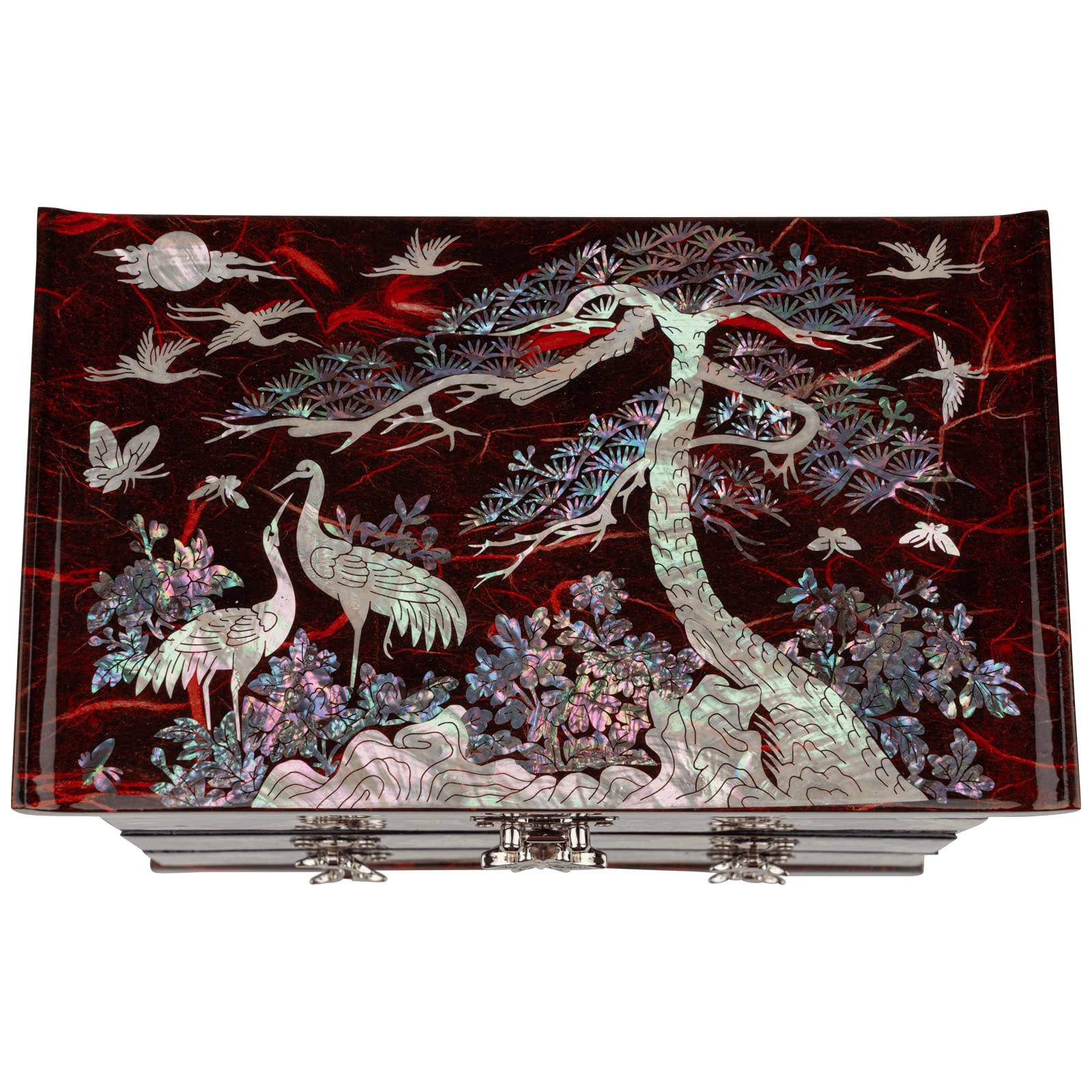 Handcrafted February Mountain Mother of Pearl Jewelry Box - Korean Traditional Design | Unique Keepsake Organizer for Women, Mom & Grandma | Perfect Gift for Christmas, Birthday & Anniversary | Elegant Storage for Necklaces, Rings & Earrings at Home or Travel