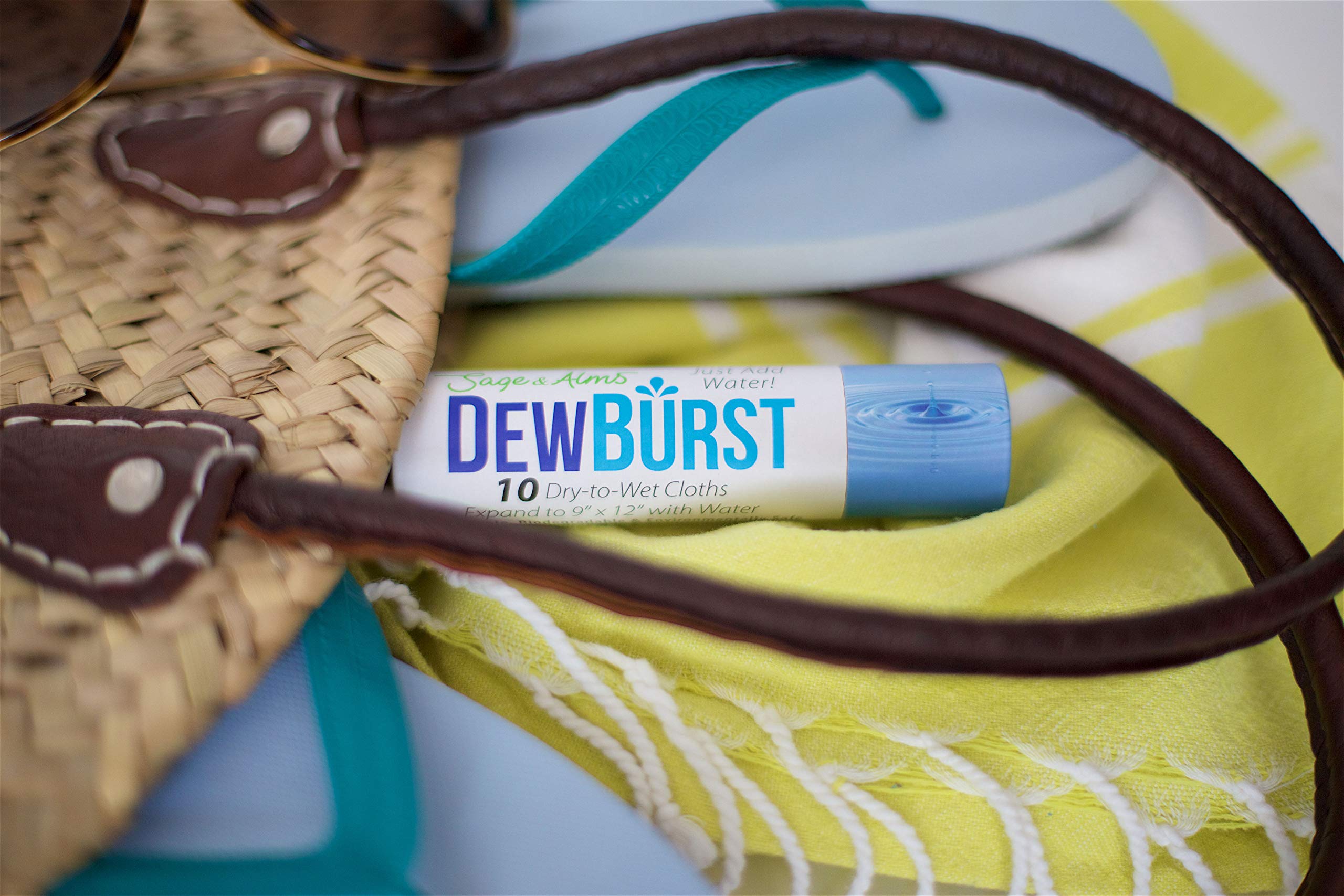 DewBurst Biodegradable Compressed Dry to Wet Wipes - 10 Cardboard Tubes (100 Cloths) | Eco-Friendly, Portable & Water-Activated | Perfect for Travel, Camping, Gym, Baby Care & Emergency Kits