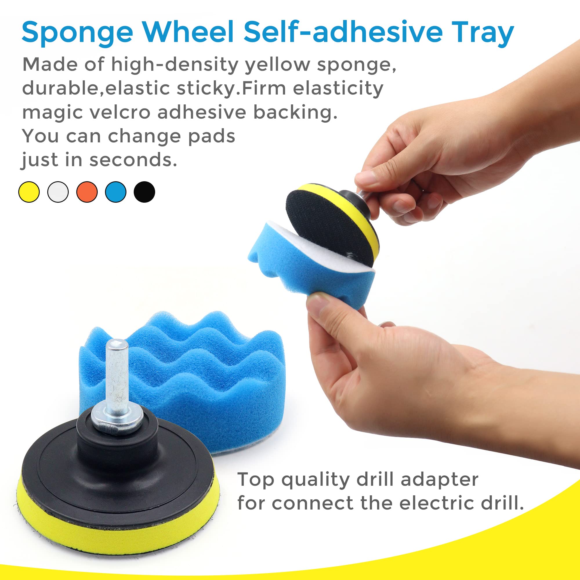28PCS Car Polishing Pad Kit for Drill - 3 inch & 6 inch Buffing Pads for Car Detailing, Waxing, Sealing Glaze - Perfect for DIY Car Polishing, Boat & RV Cleaning