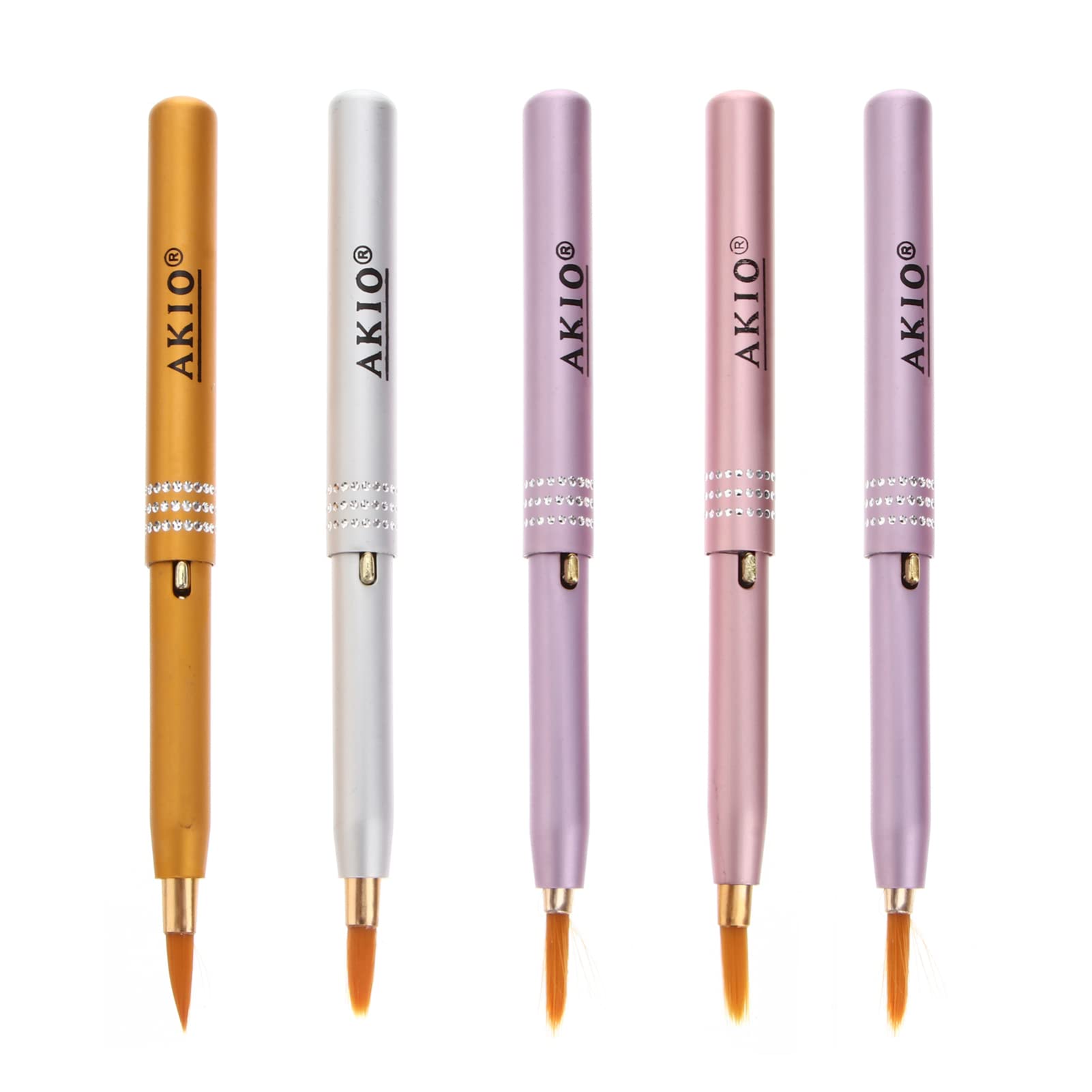 SOLUSTRE 5-Piece Double Ended Makeup Brush Set - Retractable Lip Brush & Eyeshadow Brush for Women, Portable Lipstick Applicator - Perfect for Travel, Professional Makeup & Everyday Beauty Routine