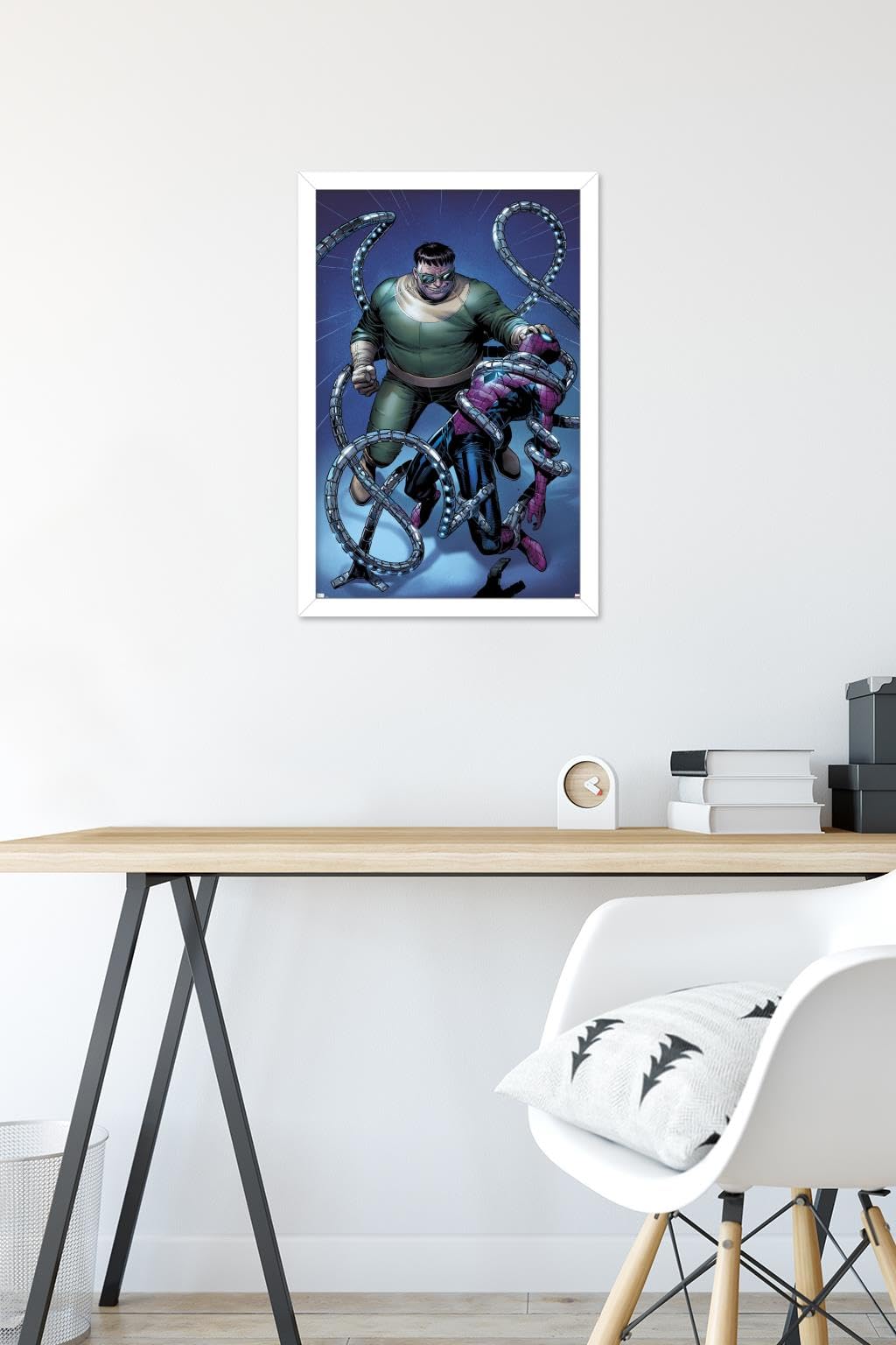 Marvel Comics Spider-Man vs Doctor Octopus The Clone Conspiracy #1 Wall Art Poster - 22.4 x 14.7 Inches White Framed Decor for Comic Book Fans, Home Theater, Game Room & Office Display