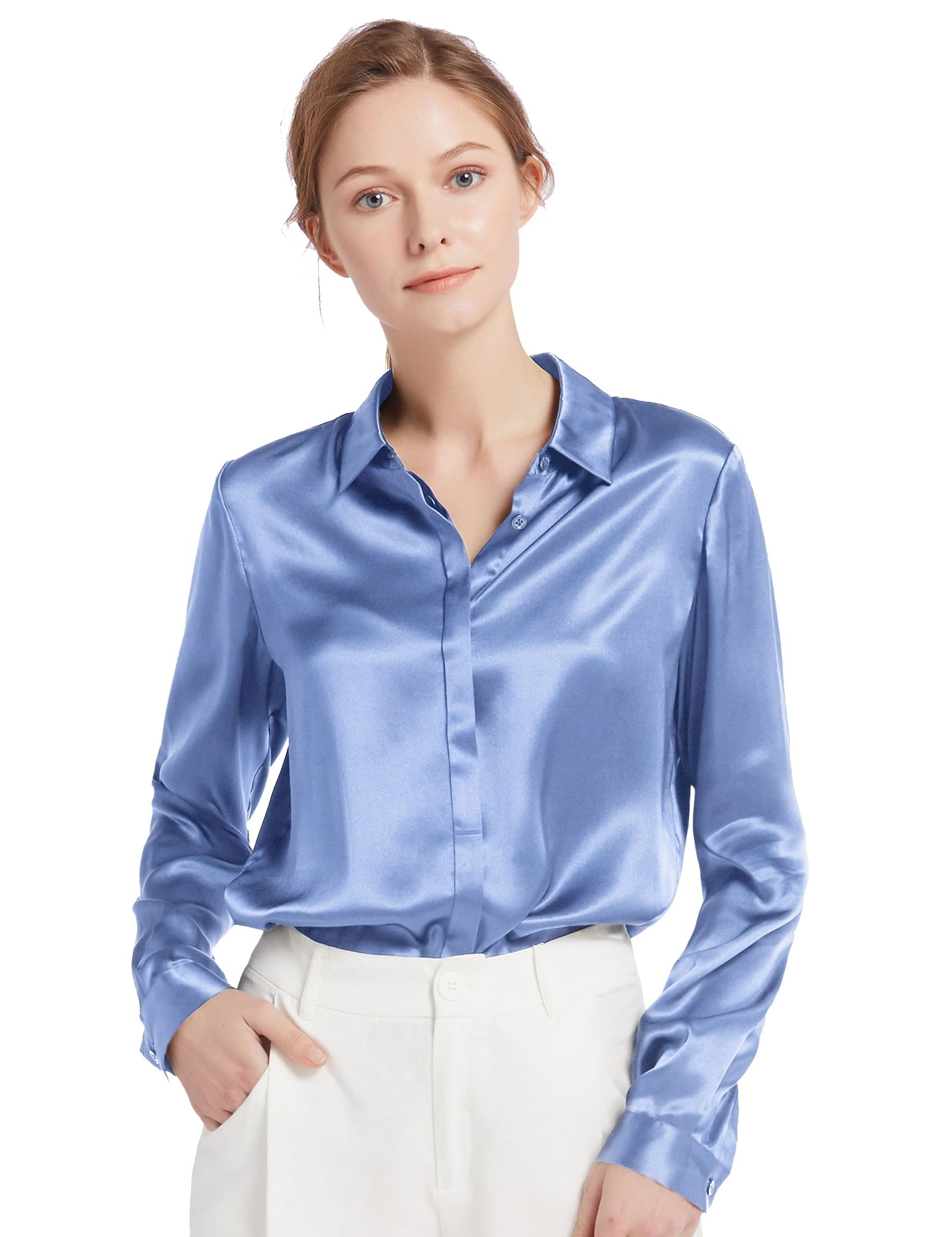 LilySilk 100% Pure Silk Blouse for Women - Long Sleeve Soft Smooth Shirt for Office, Party & Formal Wear