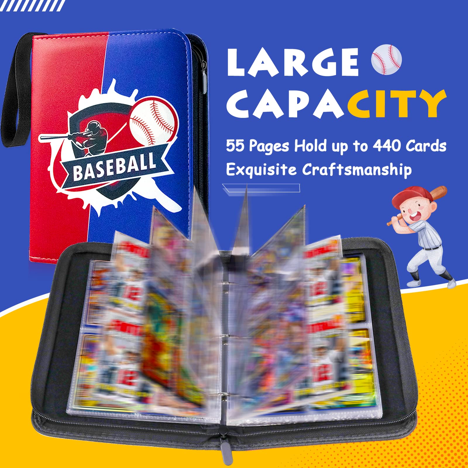 4-Pocket Waterproof Baseball Card Sleeves Binder - Durable & Portable Sports Card Protector for Collectors | Perfect for Trading, Storage & Display