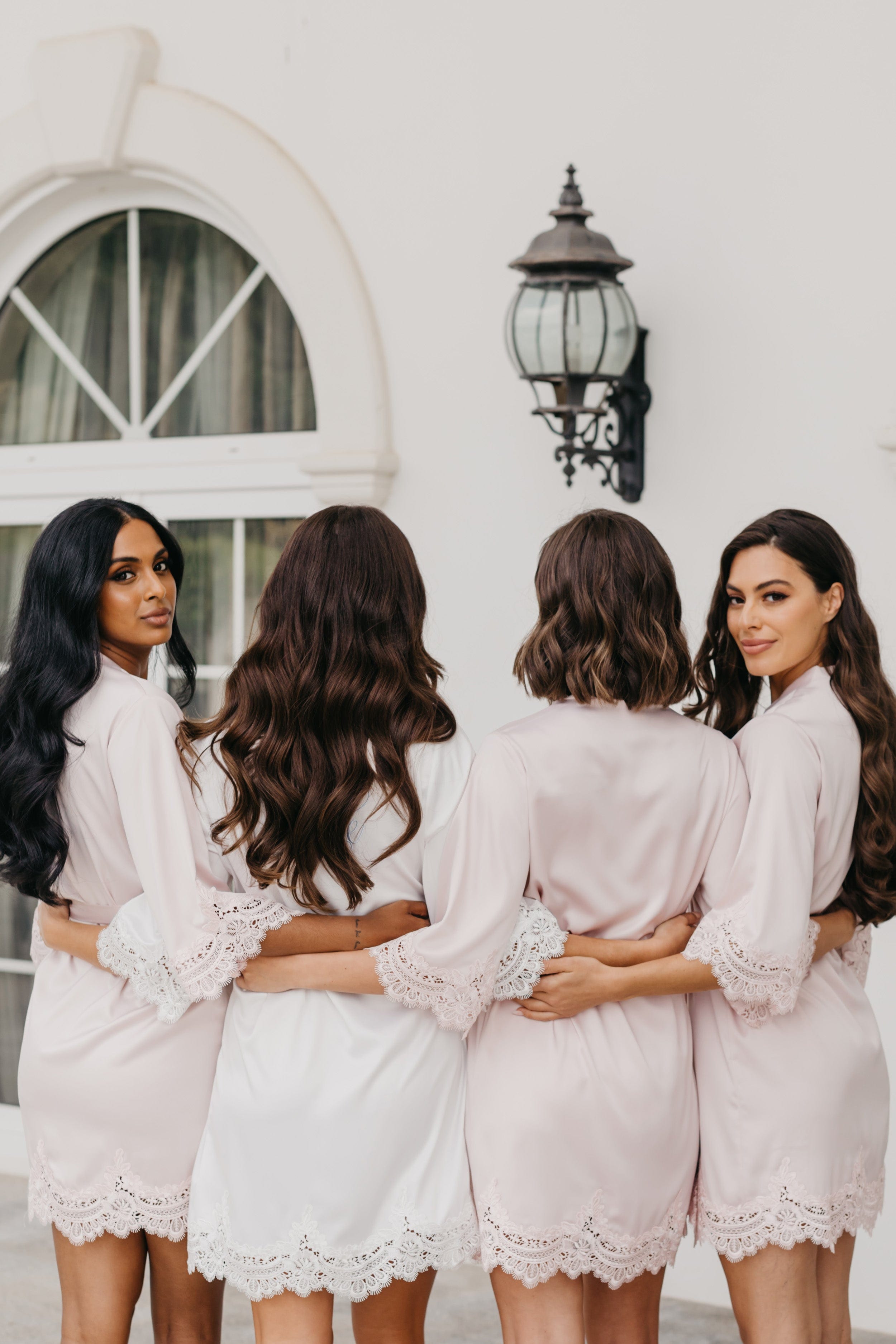 Alessandra Women's Lace Trim Satin Robe - Elegant Long Kimono Bathrobe for Bridal, Honeymoon & Boudoir Photography