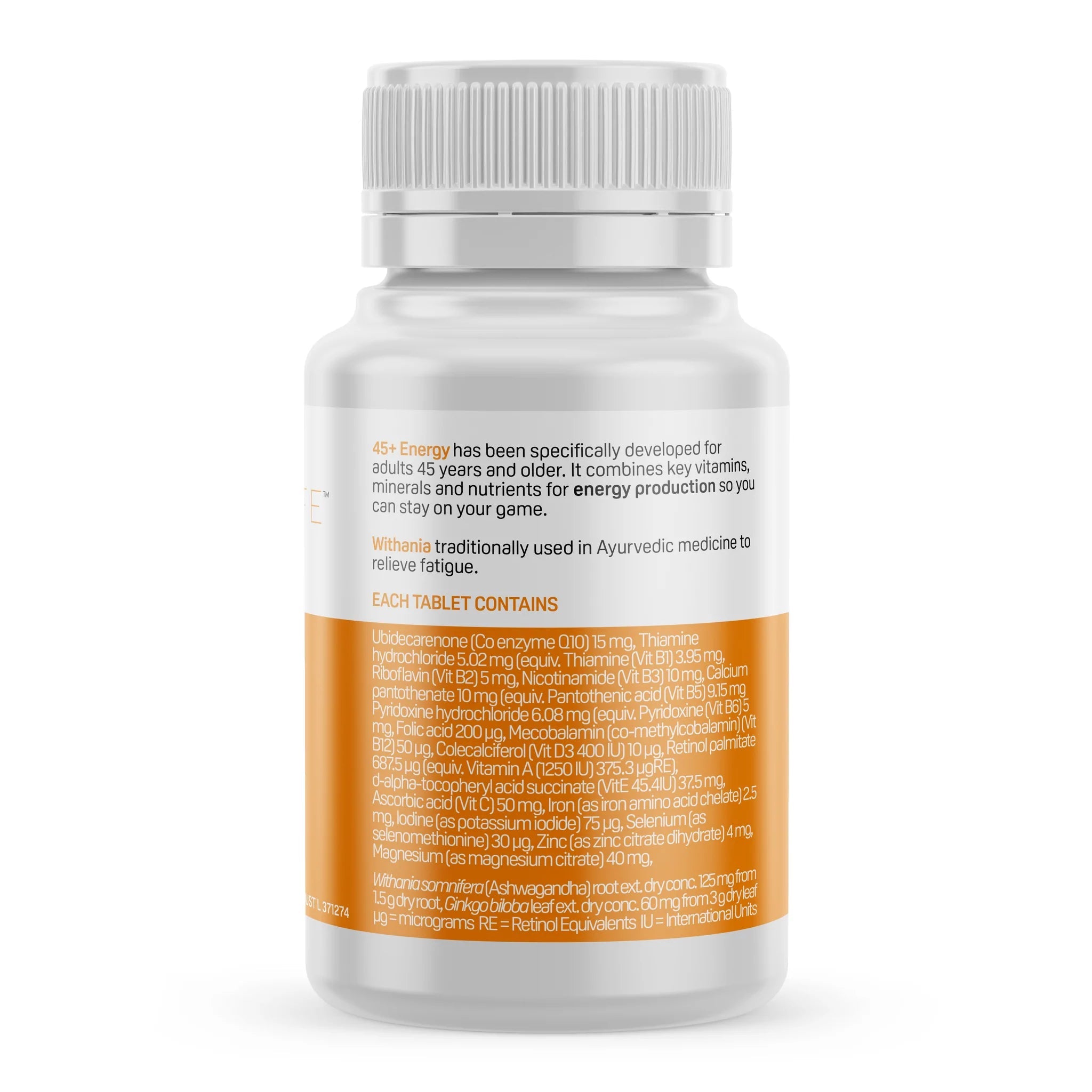 Bioplus 45 Plus Life Energy Supplement - Natural Energy Booster for Adults - Supports Vitality & Stamina - Perfect for Workouts, Daily Fatigue & Active Lifestyle