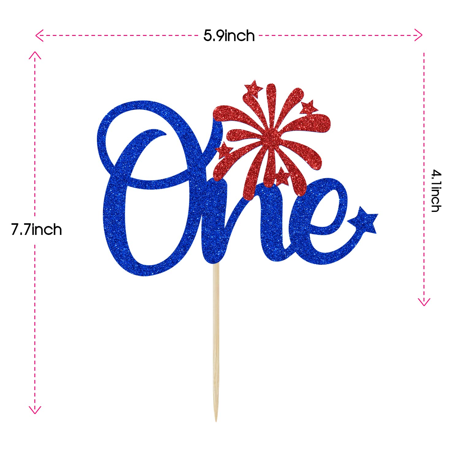 4th of July 1st Birthday Cake Topper - Little Firecracker Party Decorations for Baby Shower, Gender Reveal & First Birthday Celebrations - Blue Glitter Design - Perfect for Patriotic Themed Parties & Special Occasions