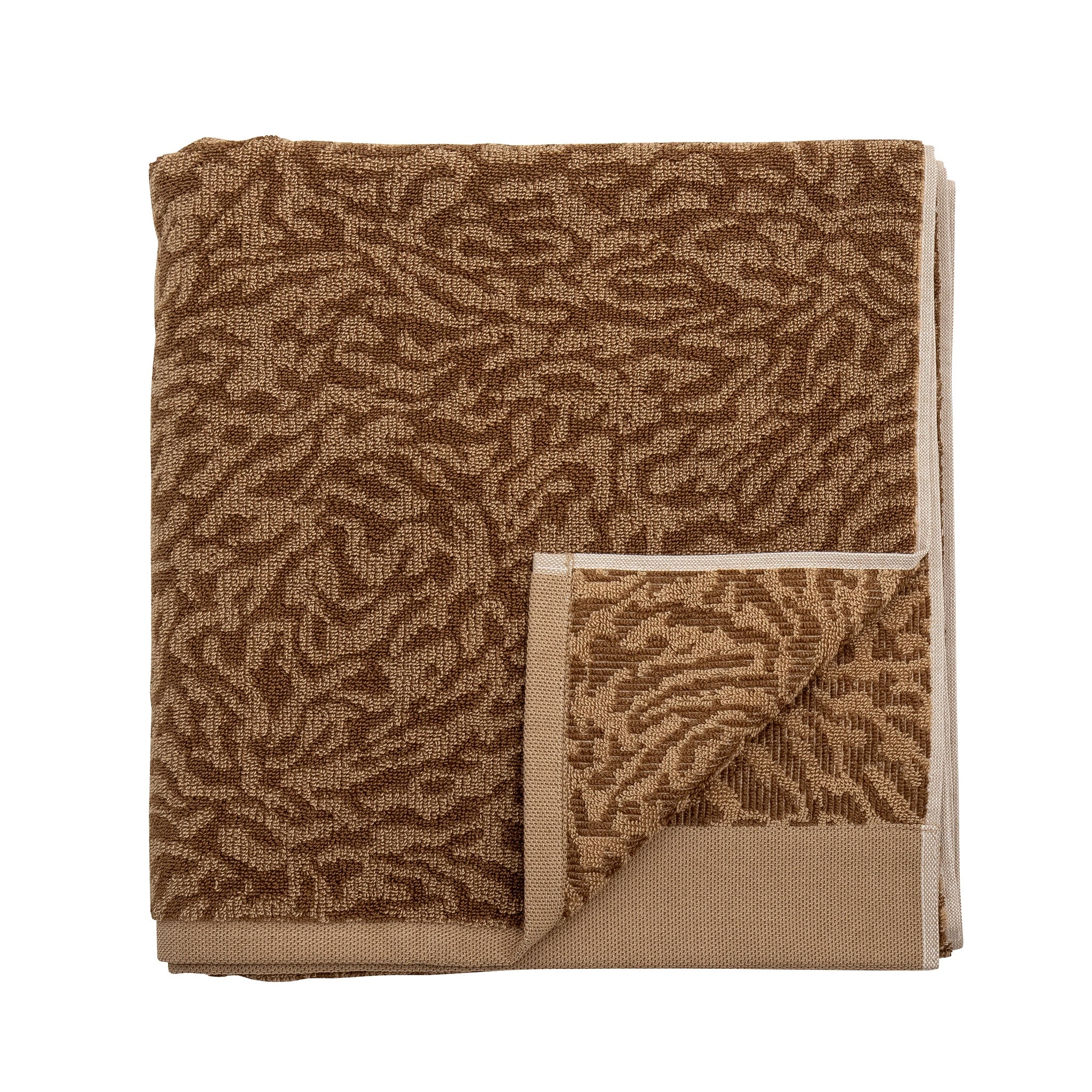 Bloomingville Kaysa 100% Cotton Bath Towel - 55x28 Inches (140x70cm), Soft & Absorbent, Light Brown - Perfect for Spa, Beach, and Luxury Bathroom Decor