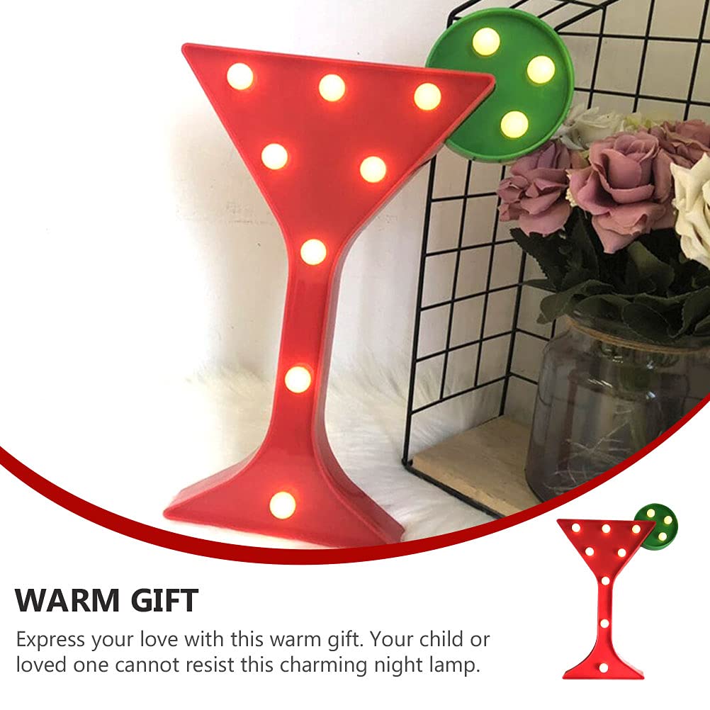 VICASKY Mini LED Wine Glass Night Light - Funny Shaped Bedside Lamp for Kids Room, Home Decor, Party & Gift - Dimmable Plastic Table Light for Bedroom, Nursery, Bar, Wedding Decoration