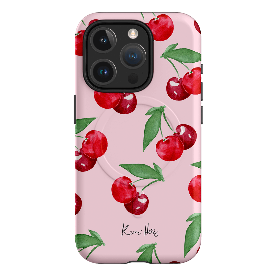Cherry Rose Floral Pattern Phone Case for iPhone 15 Pro Max - Slim Protective Shockproof Cover with Non-Slip Grip (Pink Blossom Design) | Perfect for Daily Use, Travel & Gift Giving