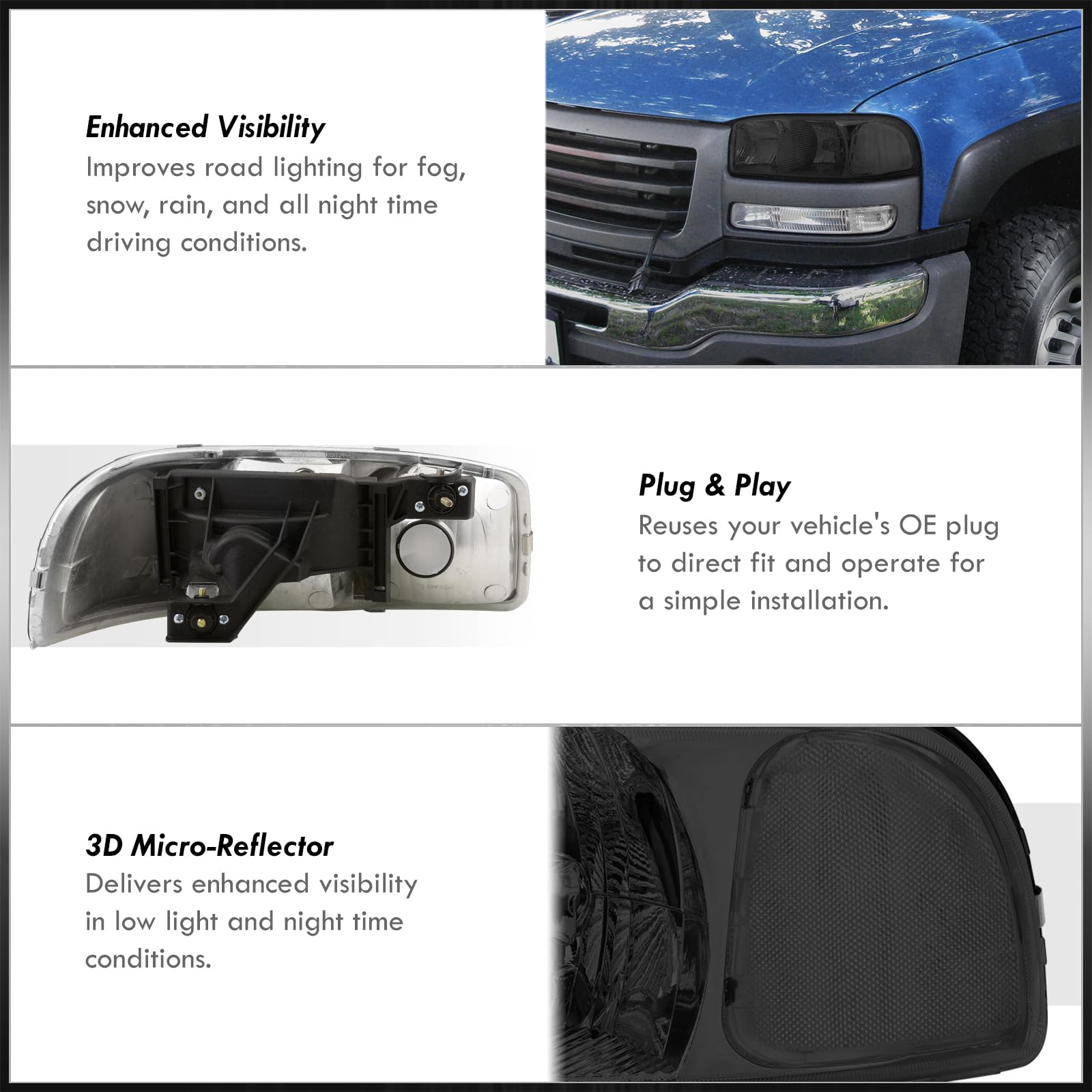 Sierra Yukon Headlight Assembly - Replacement for 2000-2007 Models - Perfect for Night Driving & Off-Road Use