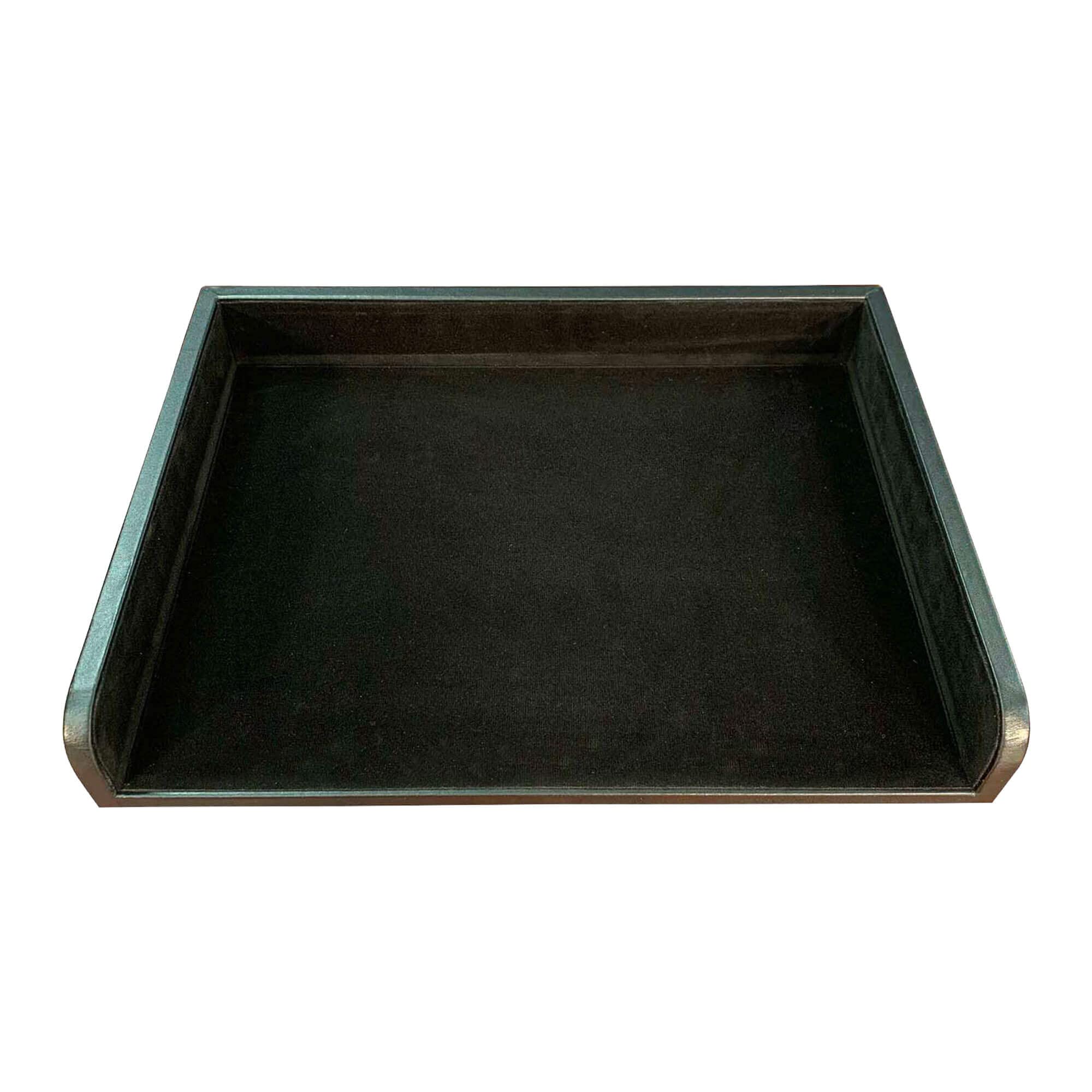 Dacasso Black Leather Side Load Letter Tray - Office Desk Organizer for Files, Documents, and Mail - Perfect for Home, Office, and Workspace Organization