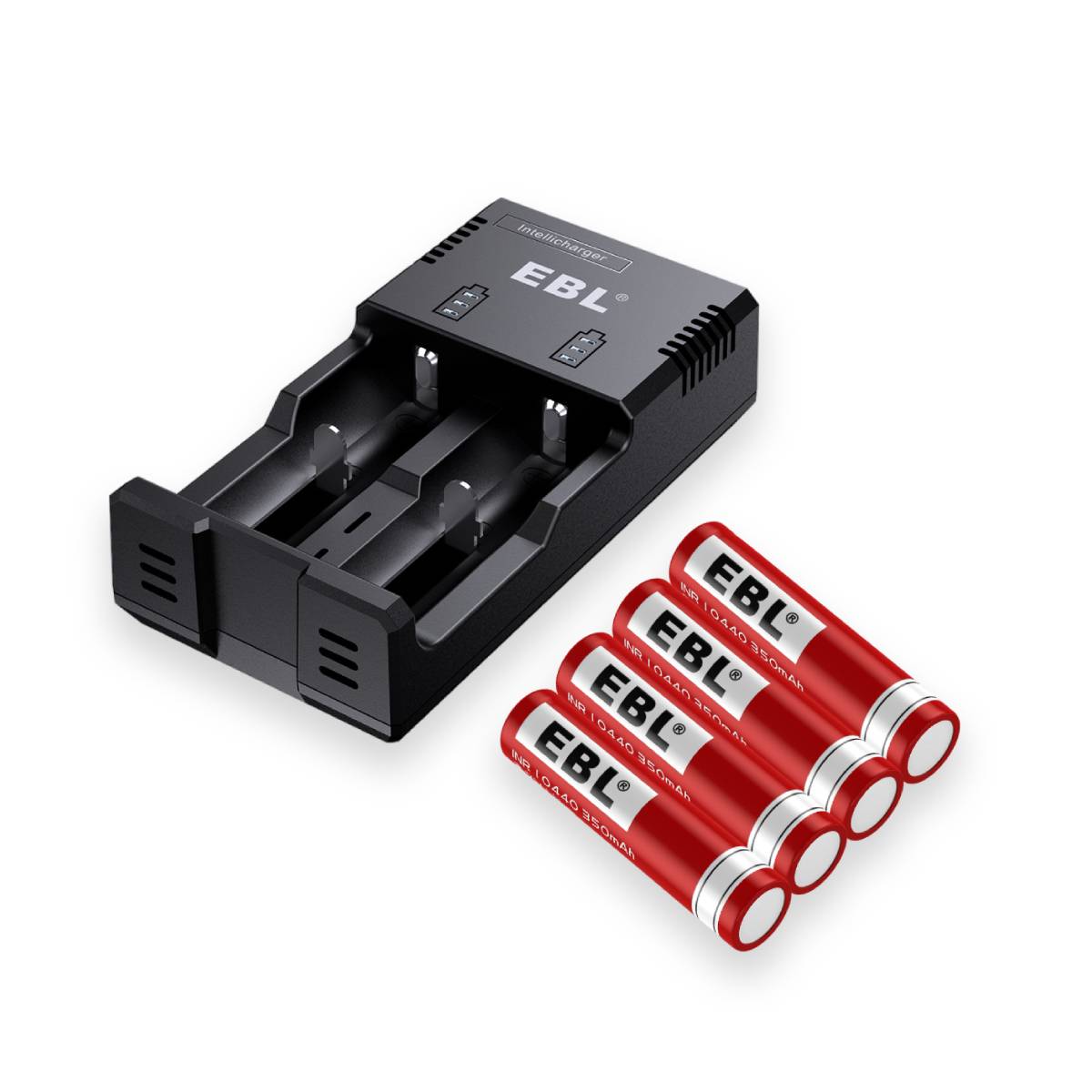 EBL 4-Pack 10440 Rechargeable Lithium Batteries with 992 USB Charger - Perfect for Flashlights, Laser Pointers & Small Electronics