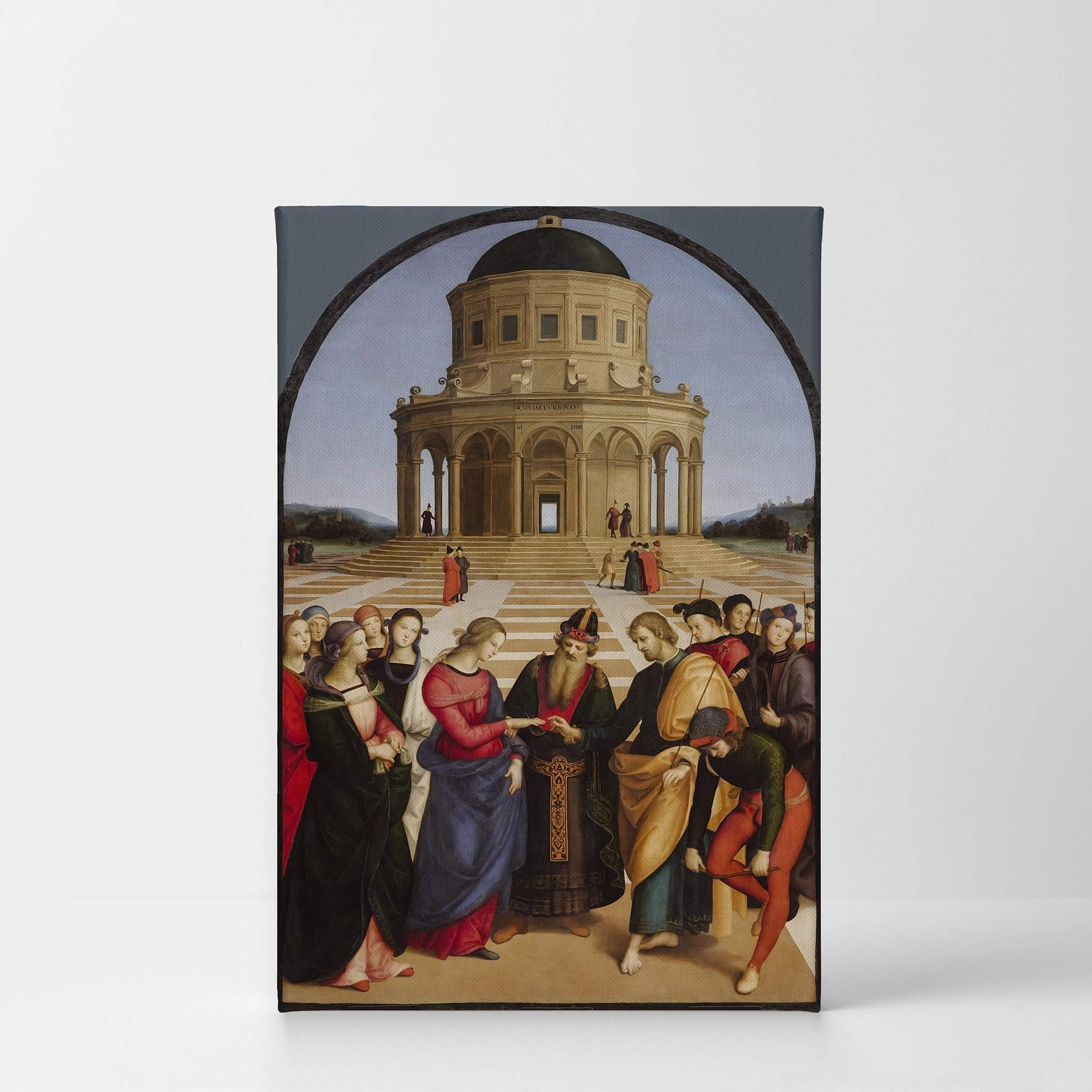 Raphael's The Marriage of the Virgin Canvas Print - Famous Renaissance Oil Painting Reproduction - 36x24 Inch Ready to Hang Wall Art - USA Made Home Decor for Living Room, Bedroom & Office