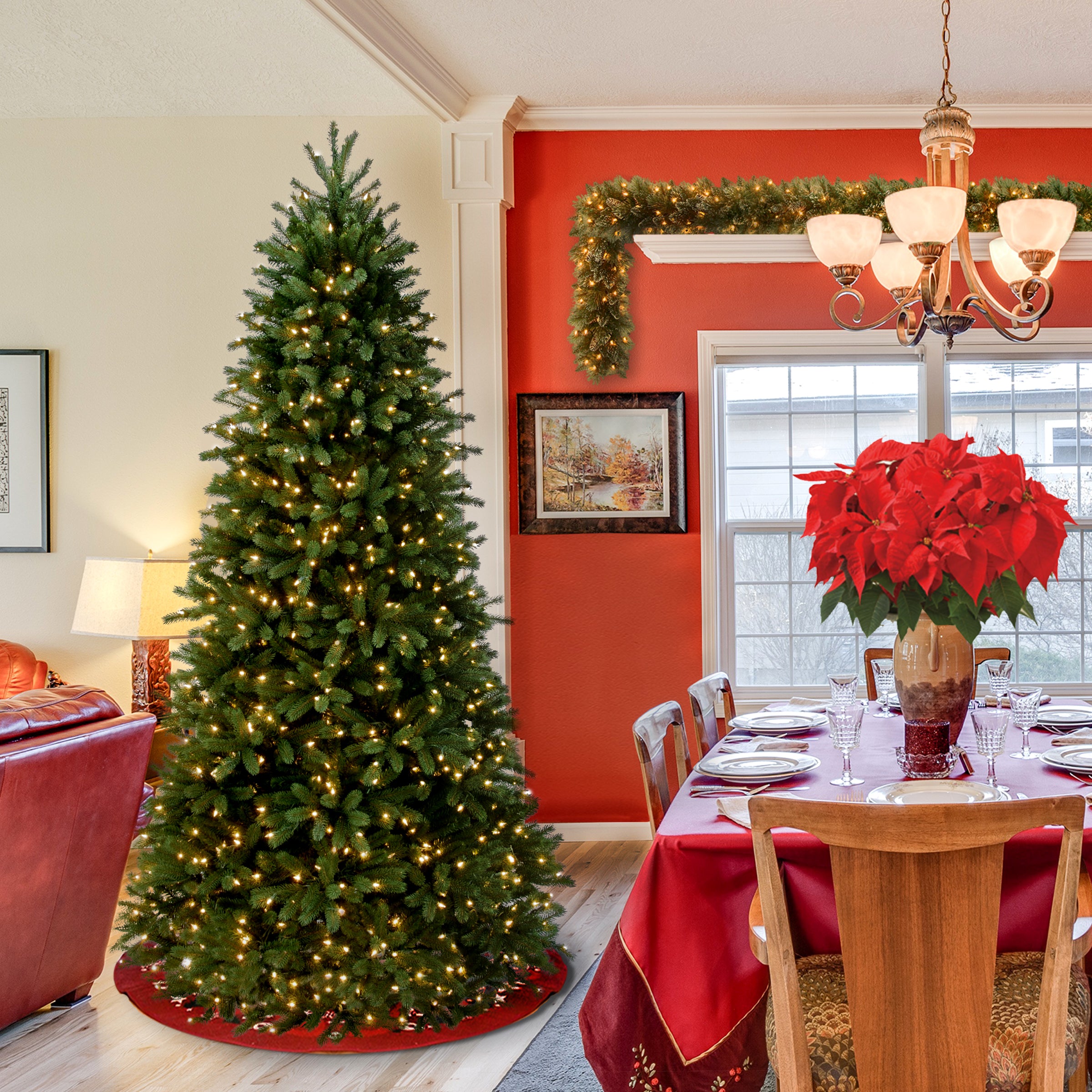 6.5 ft Pre-Lit Slim Fraser Fir Artificial Christmas Tree with Clear Lights - Perfect for Small Spaces & Holiday Decor
