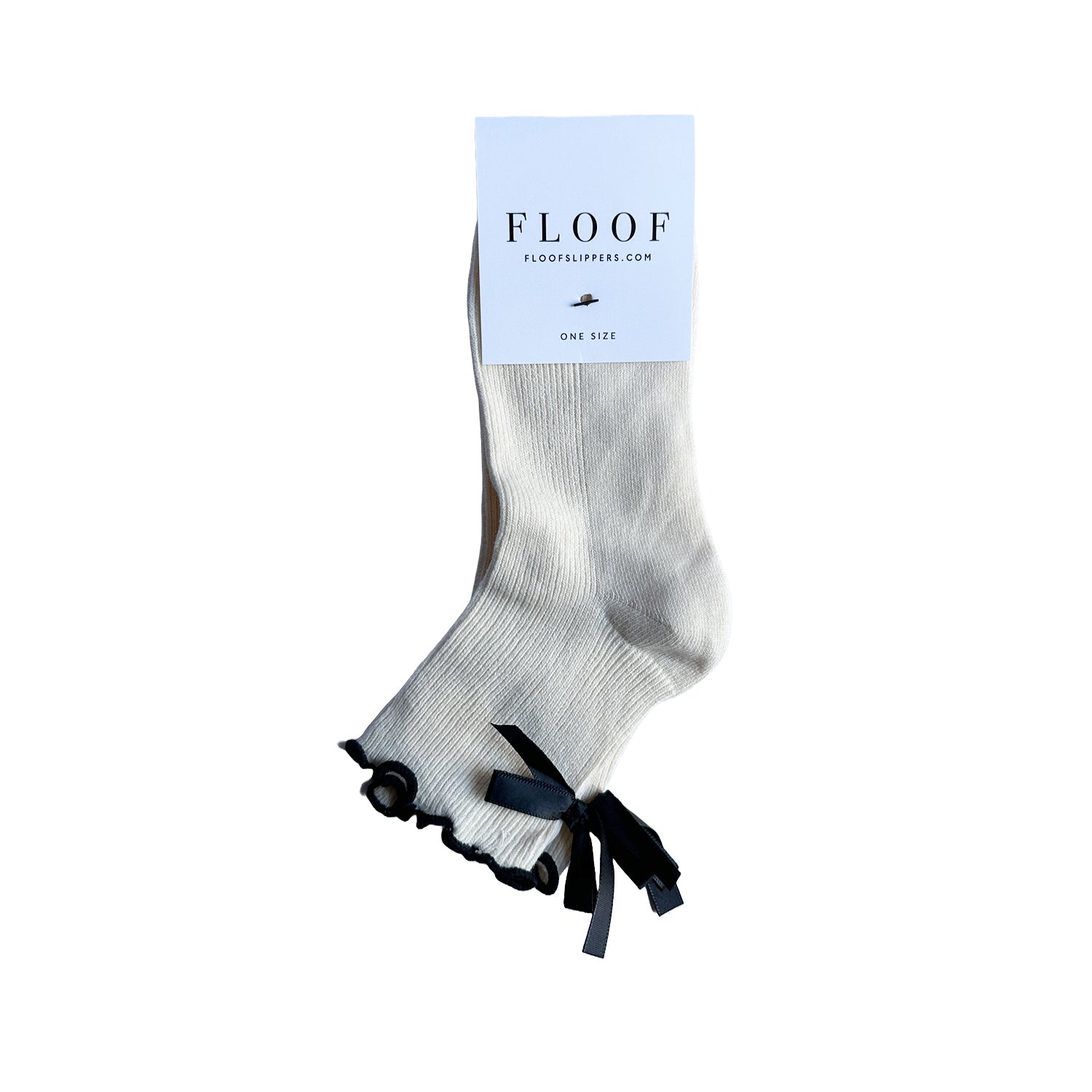 FLOOF Ruffle Bow Socks for Women - Soft Cream Ankle Socks | Cute Casual & Party Wear | Perfect Gift for Her