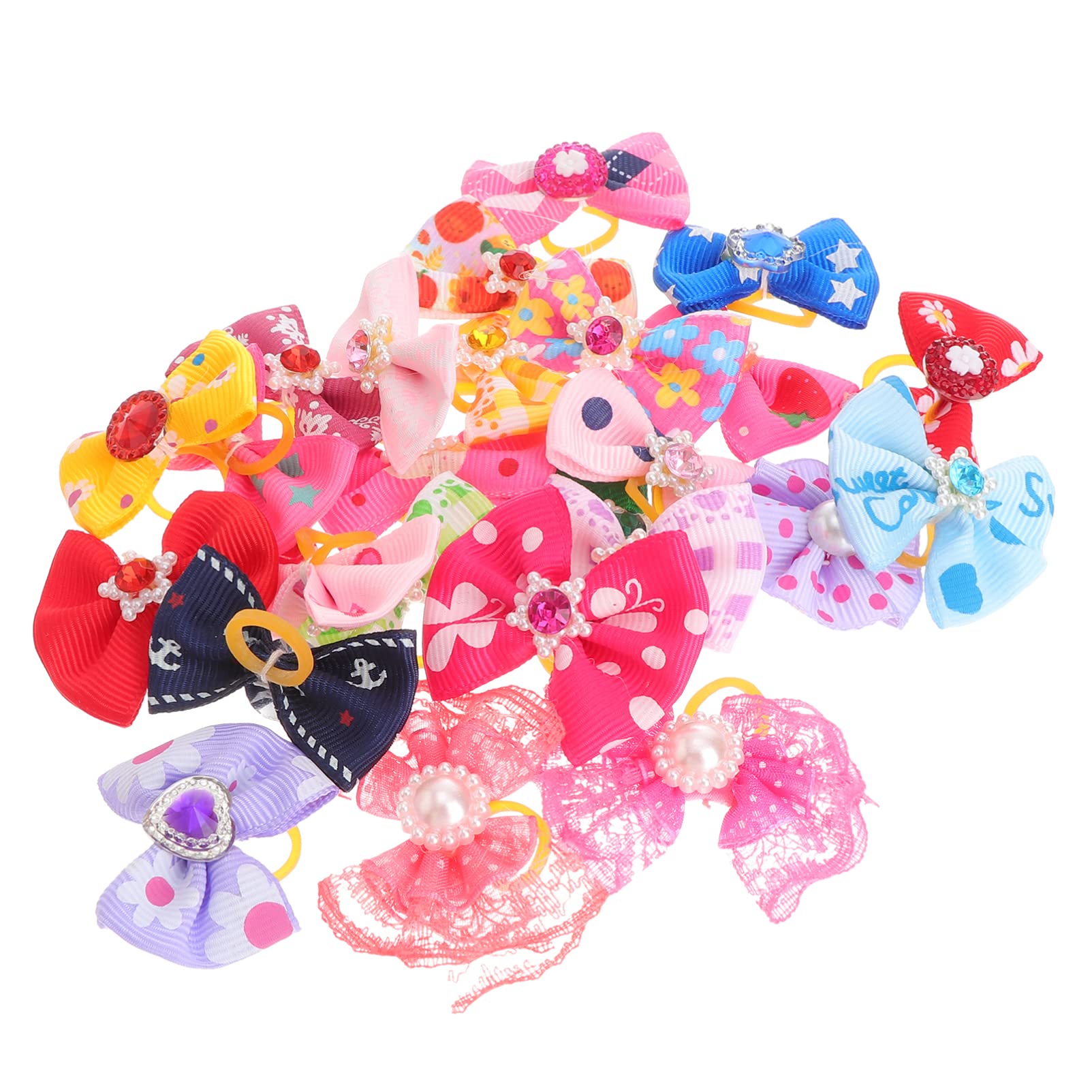 Totority 50pcs Colorful Elastic Rubber Bands for Hair & Pet Accessories - High Stretch Hair Ties, Bow Knot Headbands for Women, Cats & Dogs (Mixed Colors) - Perfect for DIY Crafts, Hairstyling & Pet Grooming