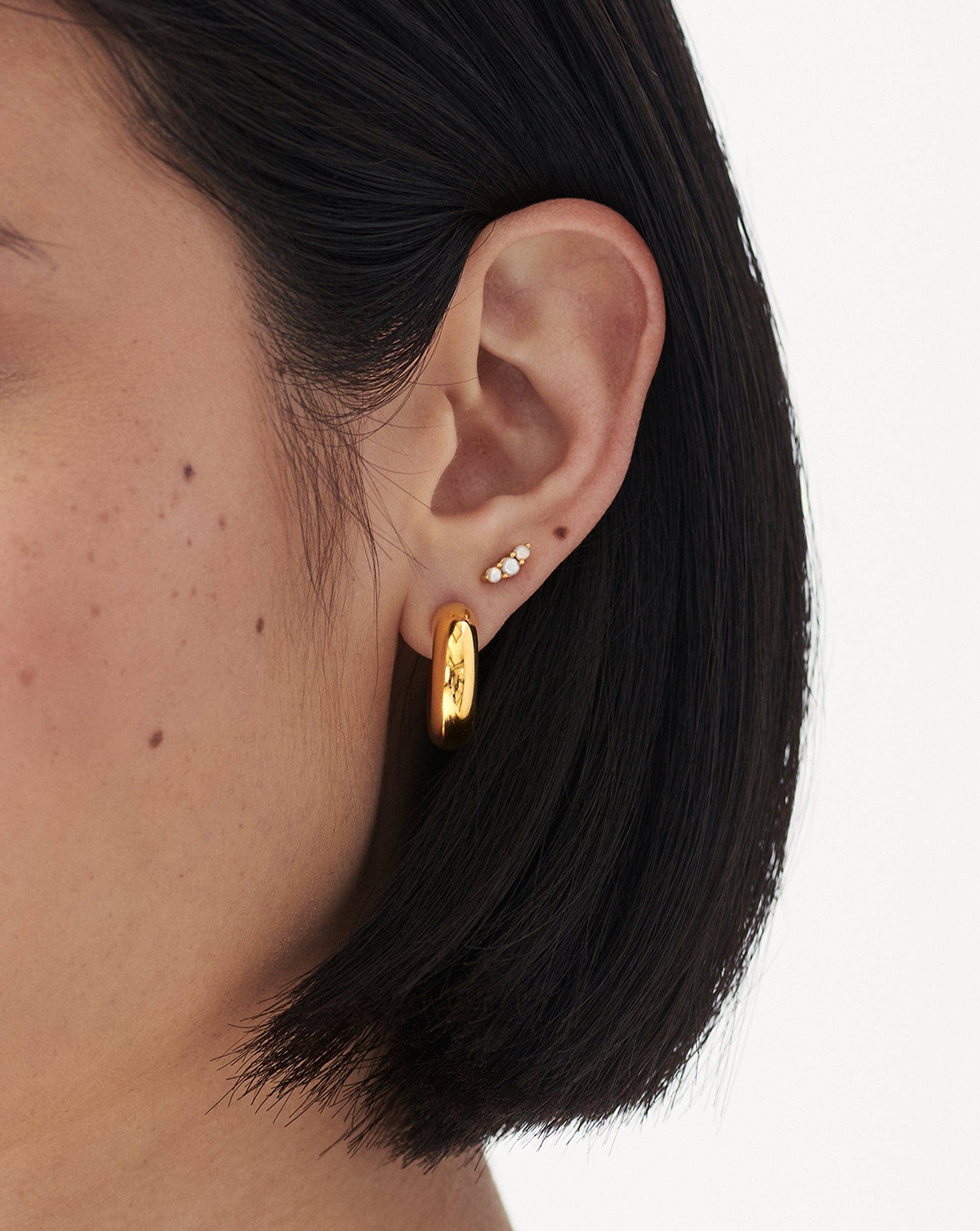 Trendy Trio Stud Earrings Set - Gold, Silver & Rose Gold Hoop Earrings for Women - Perfect for Everyday Wear, Parties & Gifts