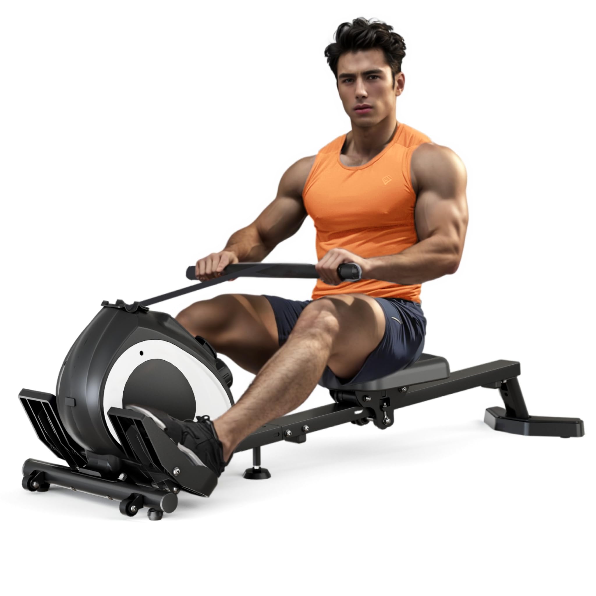 Adjustable 8-Speed Magnetic Rowing Machine for Home Workout - 300 LBS Weight Capacity, Fat Burning & Muscle Sculpting, Phone/Tablet Holder - Perfect for Small Spaces & Full-Body Training
