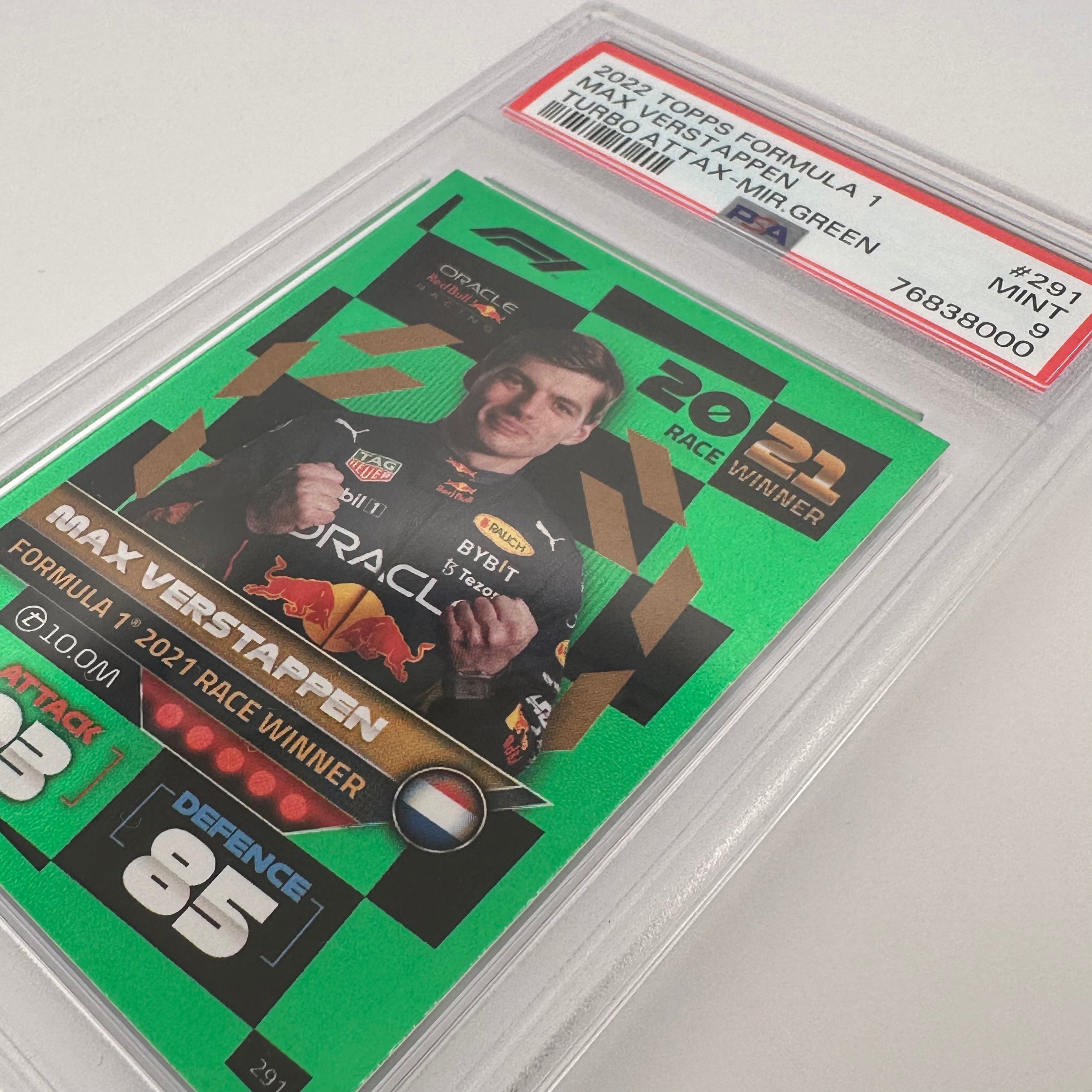 PSA 9 Graded MAX VERSTAPPEN #291 208/500 MIRROR GREEN Trading Card - Perfect for Collectors, Sports Memorabilia Enthusiasts & Formula 1 Fans