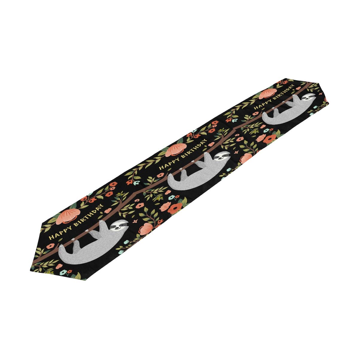 AUUXVA 13x70 Inch Sloth Pattern Table Runner - Cute Animal Flower Design Polyester Tablecloth for Dining, Kitchen, Coffee Table | Perfect for Home Decor, Parties, Banquets & Holiday Celebrations