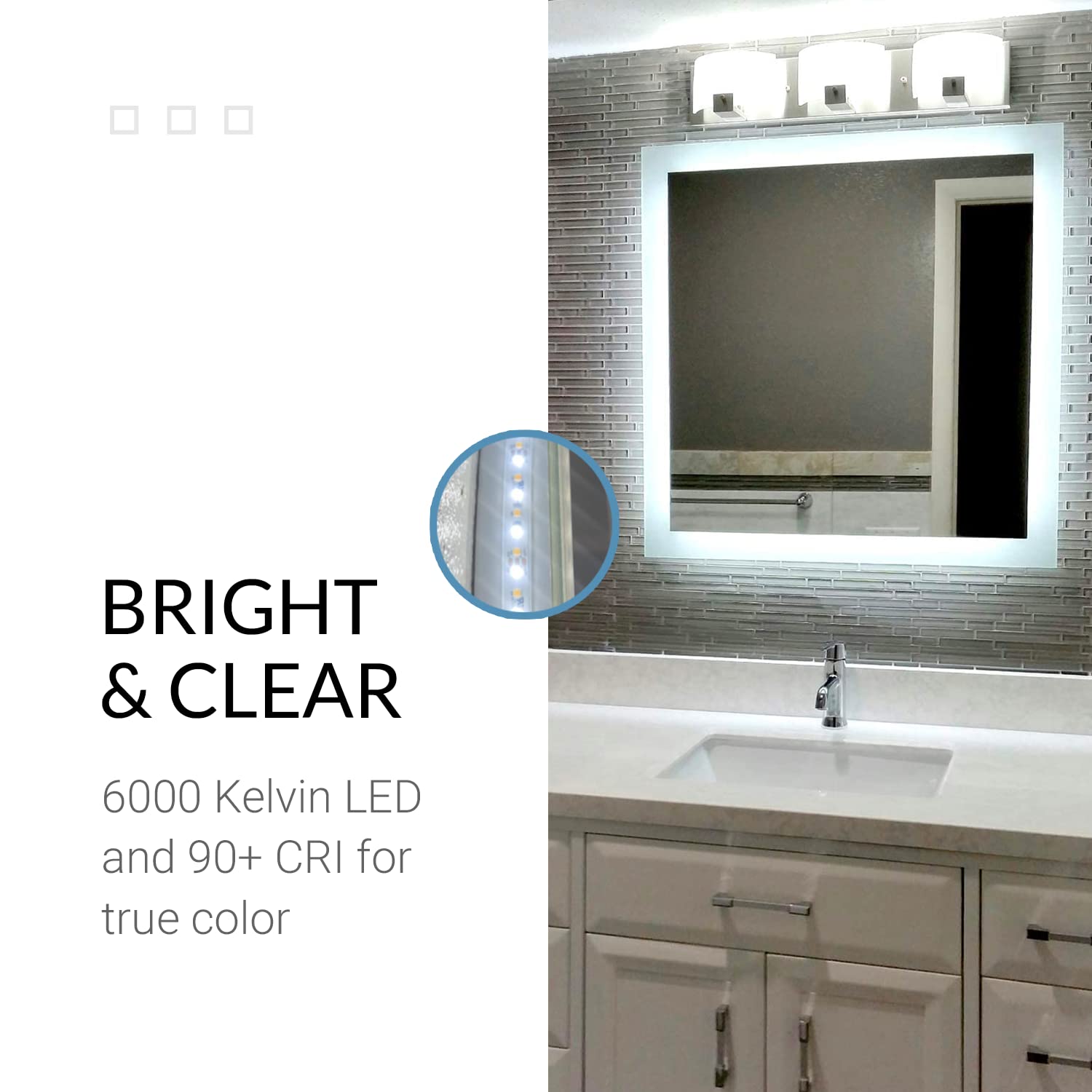 20x28 Inch LED Vanity Mirror with Anti-Fog Glass - Modern Rectangle Bathroom Mirror with Side Lights for Wall Mounting, Bedroom & Entryway Décor | Perfect Over Sink Makeup Mirror for Home & Dressing Room