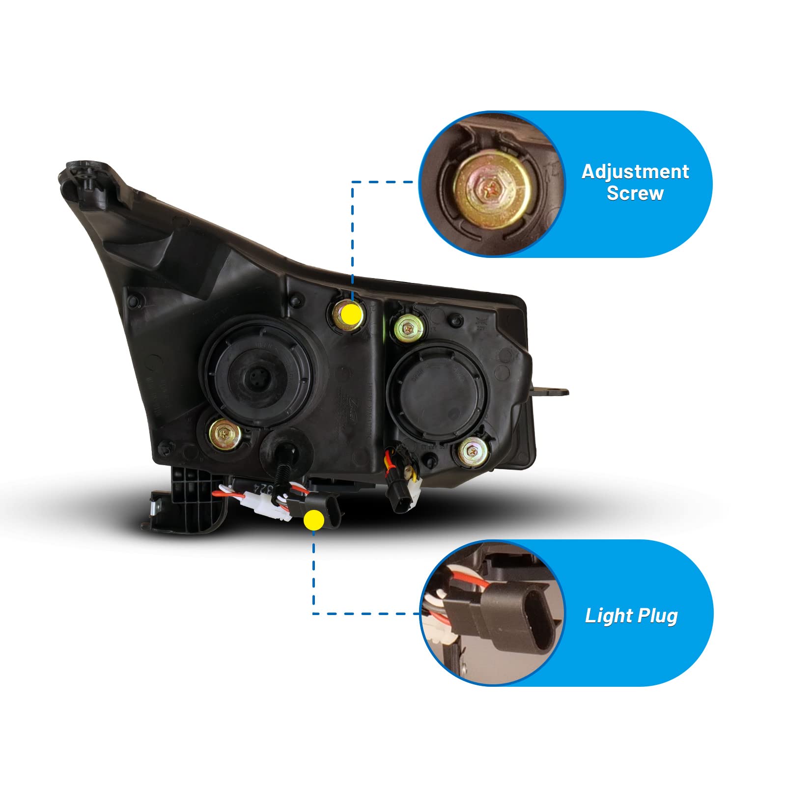 AUTOWIKI LED Headlight Assembly Kit - Compatible with 2011-2016 Chevy Cruze | High Brightness Replacement Headlights | Perfect for Night Driving & Foggy Conditions