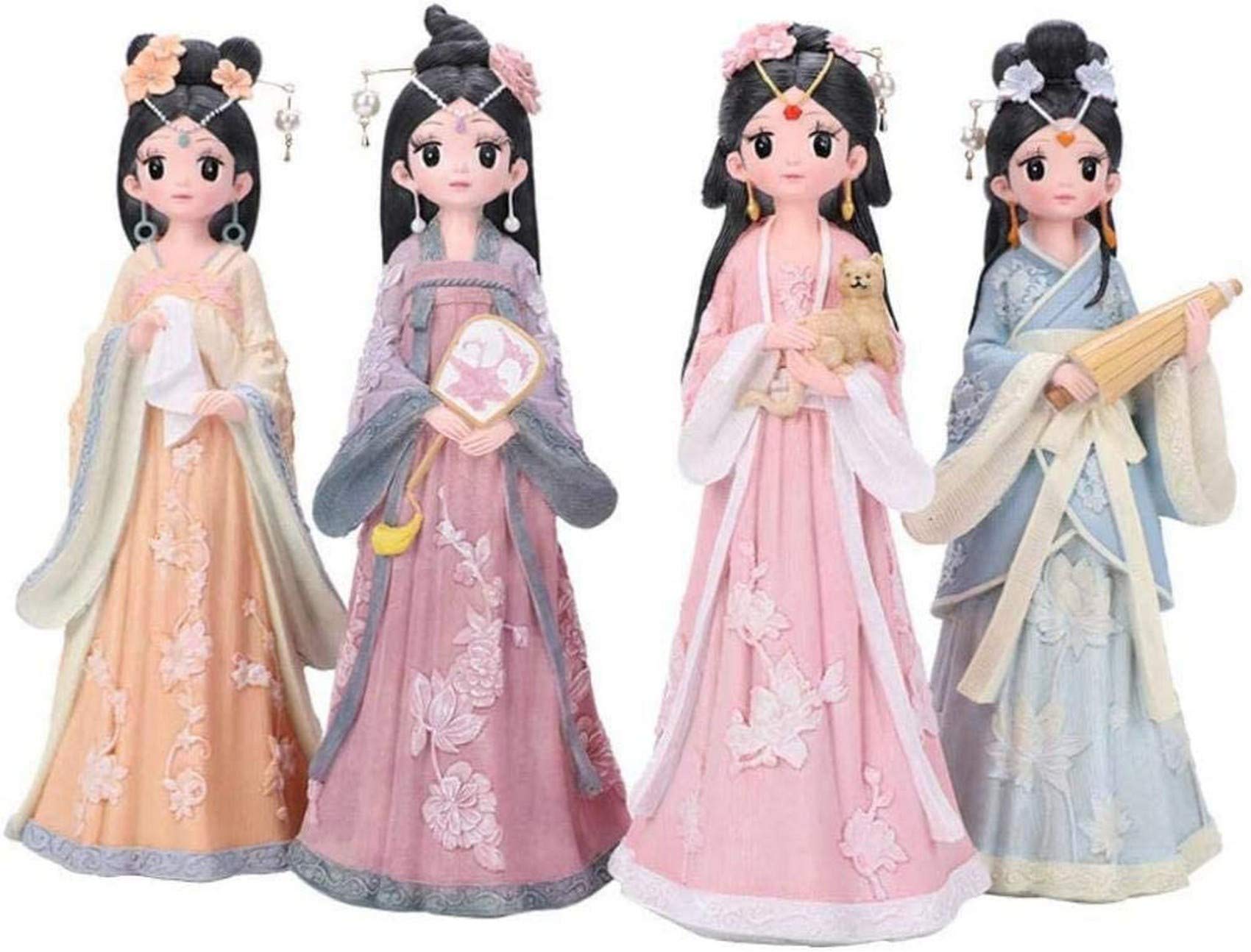 Chinese Imperial Palace Hanfu Princess Statue Figurine - 4PCS Elegant Home Decor, Birthday Gift for Girls, Thanksgiving Present | Perfect for Shelf Display, Themed Parties & Collectors