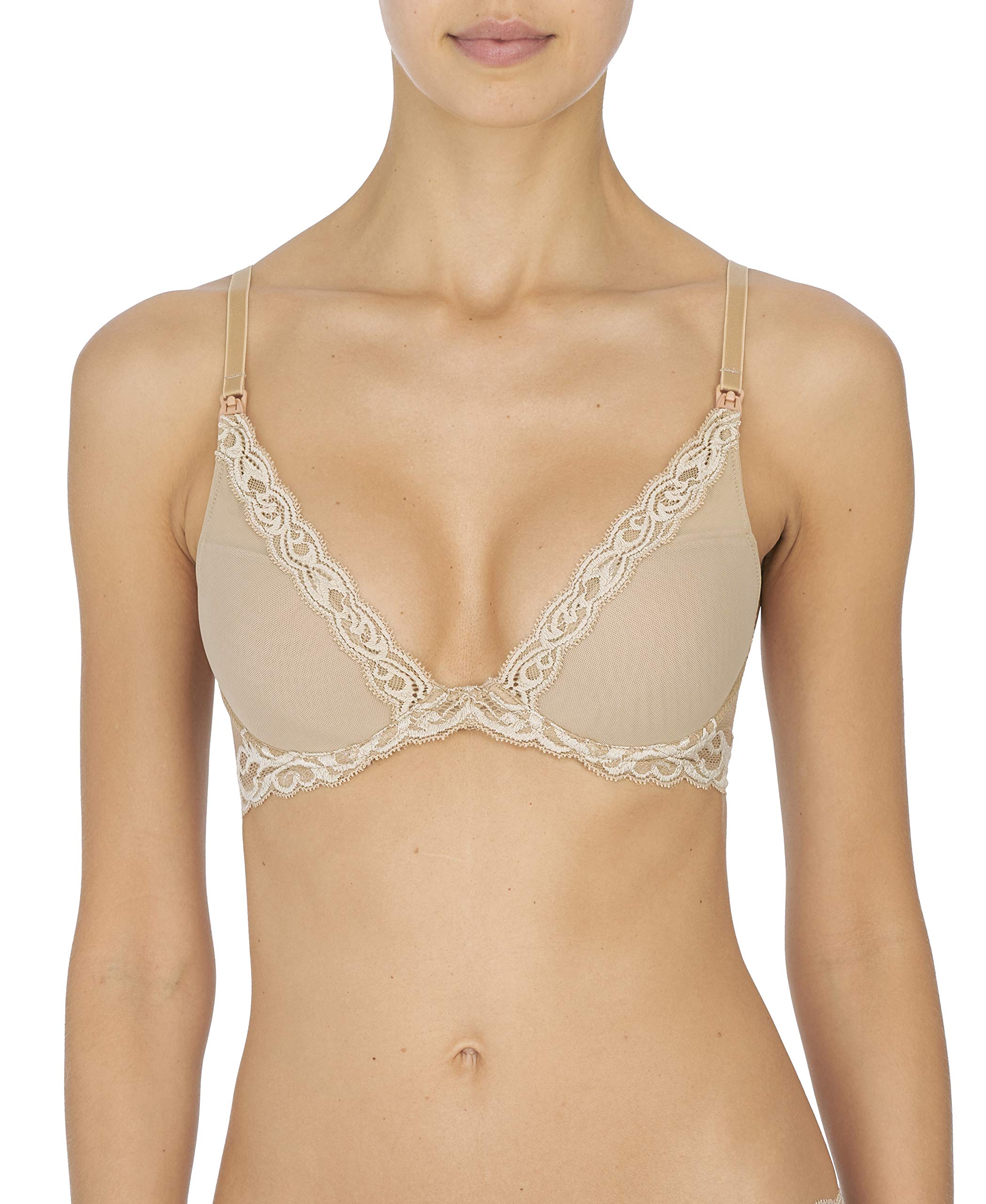 Natori Women's Feathers Contour Plunge Maternity & Nursing Bra - Comfortable Support for Pregnancy & Breastfeeding - Perfect for Everyday Wear, Work & Sleep