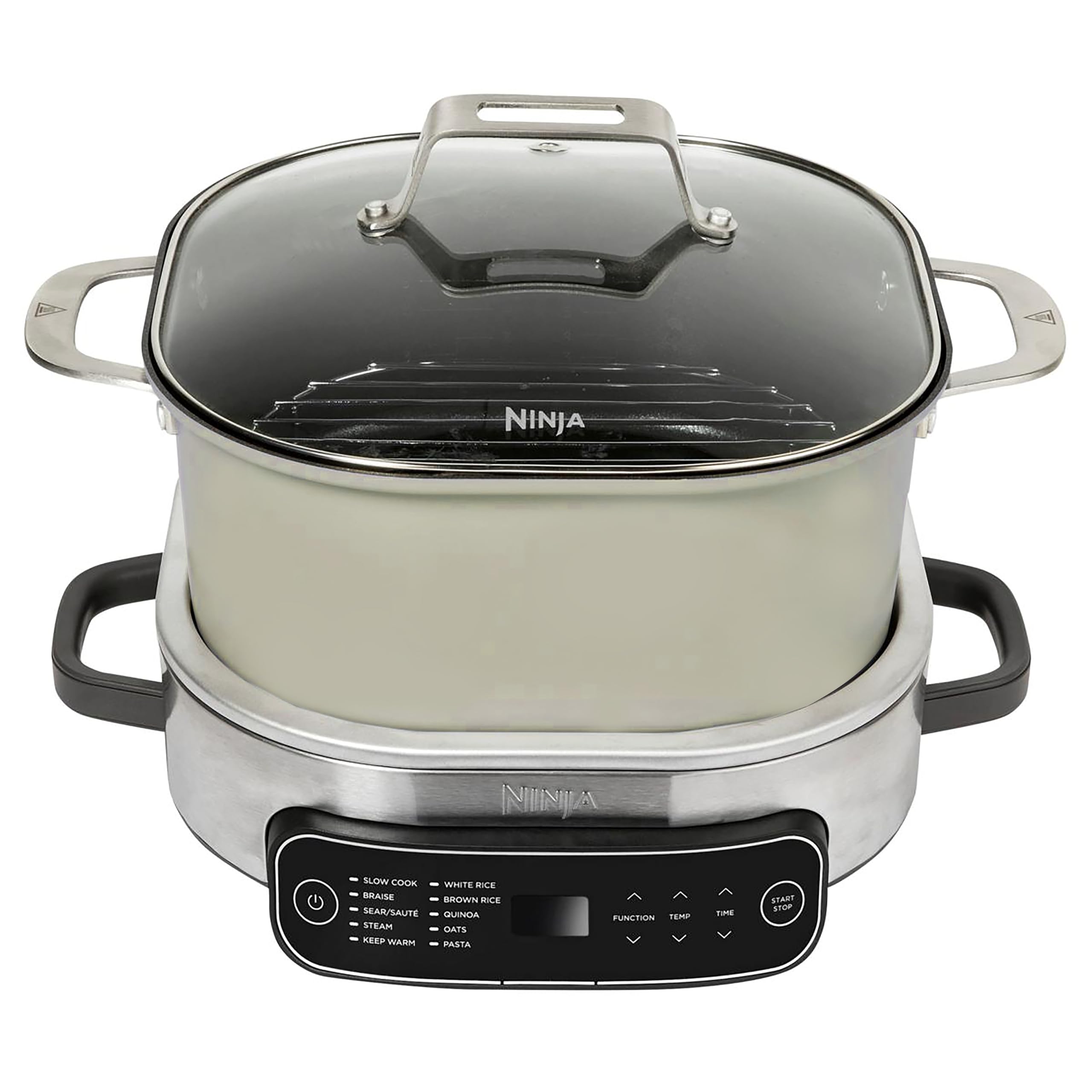 Ninja MC1101 Foodi 8-in-1 Multi-Cooker Pro | 6.5QT Family Size Pressure Cooker with Adjustable Temperature Control | Faster Cooking | Replaces 10 Kitchen Appliances | Vanilla Bean (Renewed) | Perfect for Meal Prep, Family Dinners & Healthy Cooking