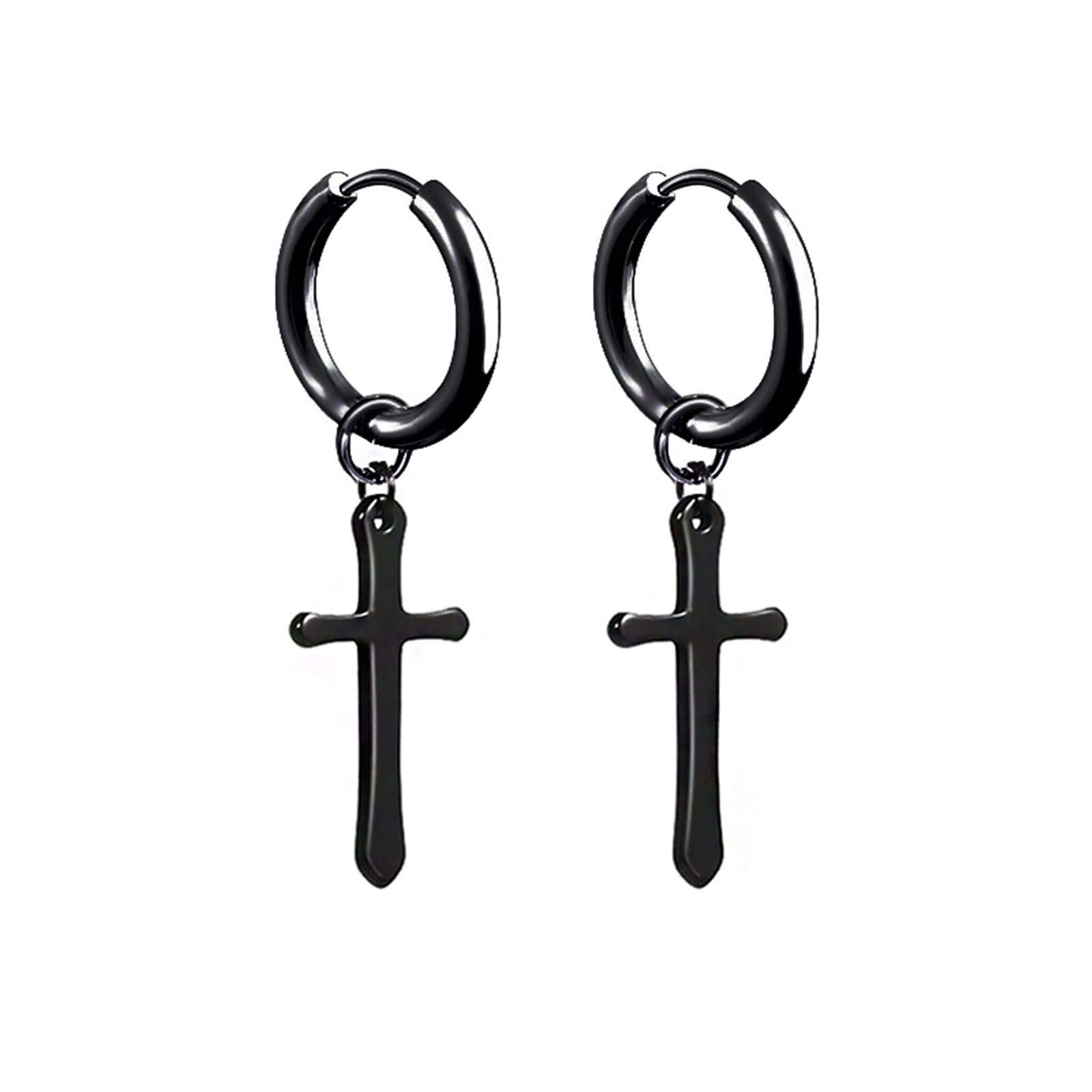 Whoiy Stainless Steel Round Cross Dangle Earrings for Women - Best Friend Gift, Perfect for Everyday Wear, Parties, and Special Occasions