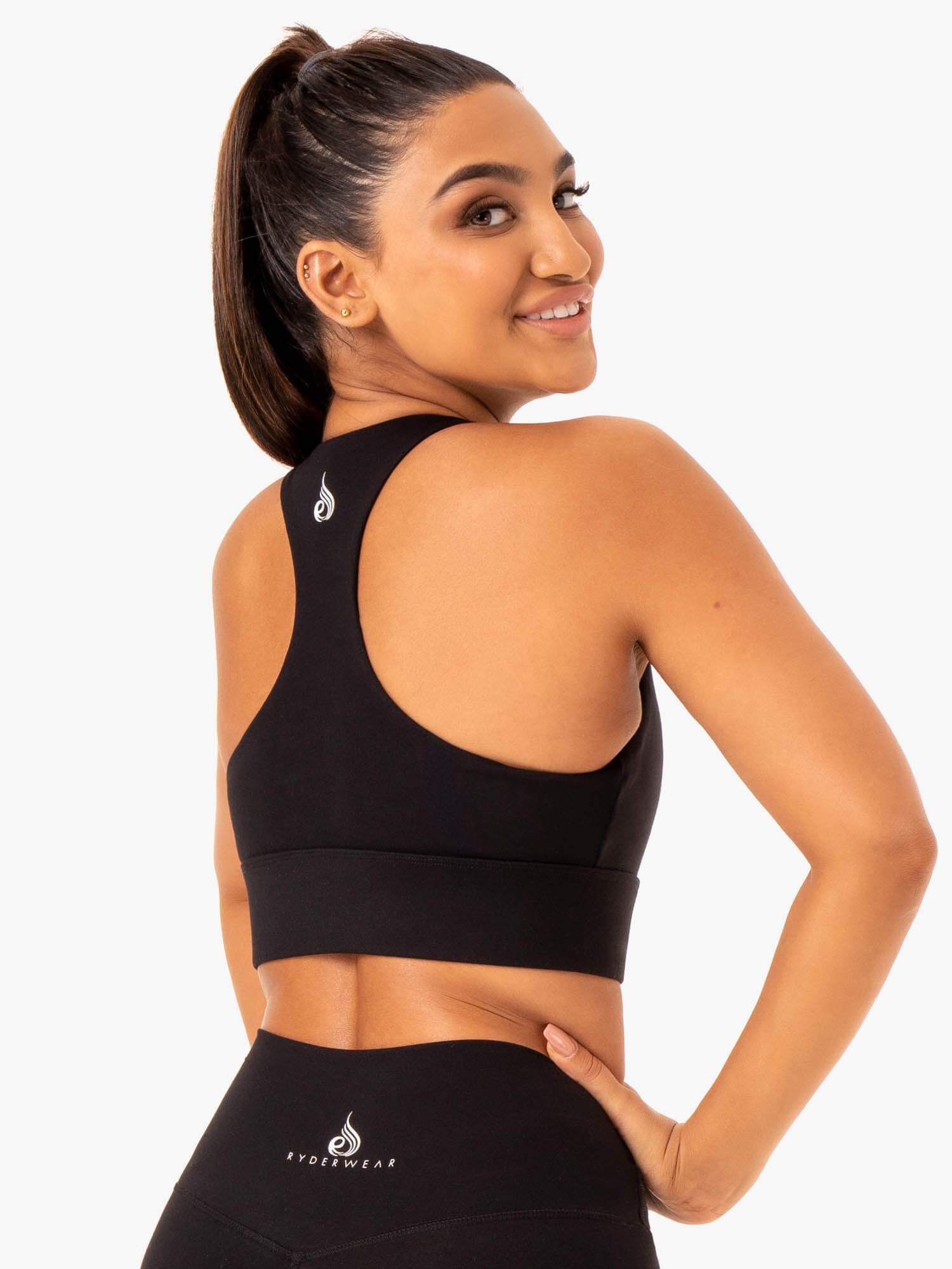 High Support Racerback Sports Bra for Women - Breathable & Moisture-Wicking Workout Top - Black - Perfect for Yoga, Running & Gym Training