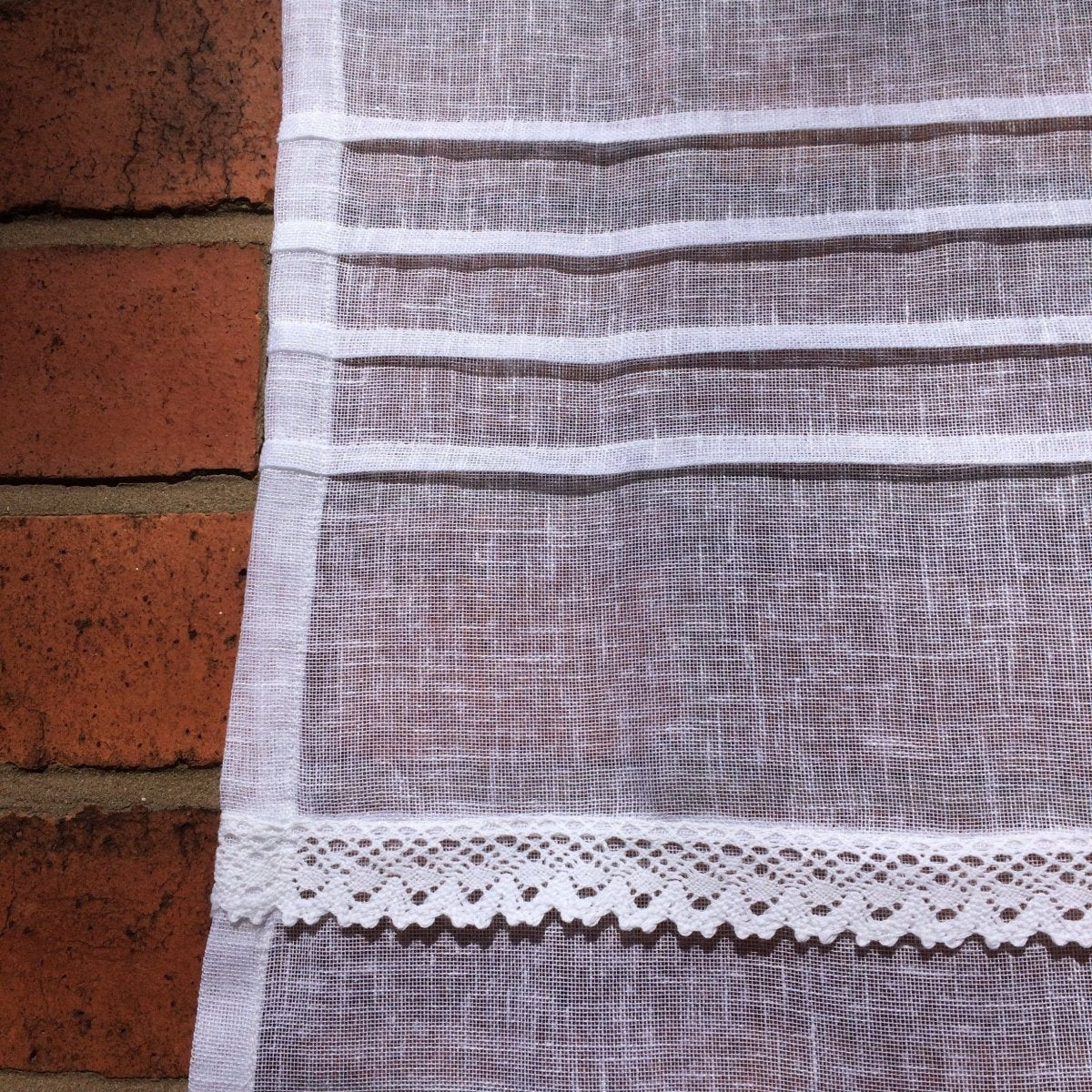 Langley Sheer White Lace Linen Monogram Door Curtain Panel - Elegant Window Treatment for Living Room, Bedroom & French Doors