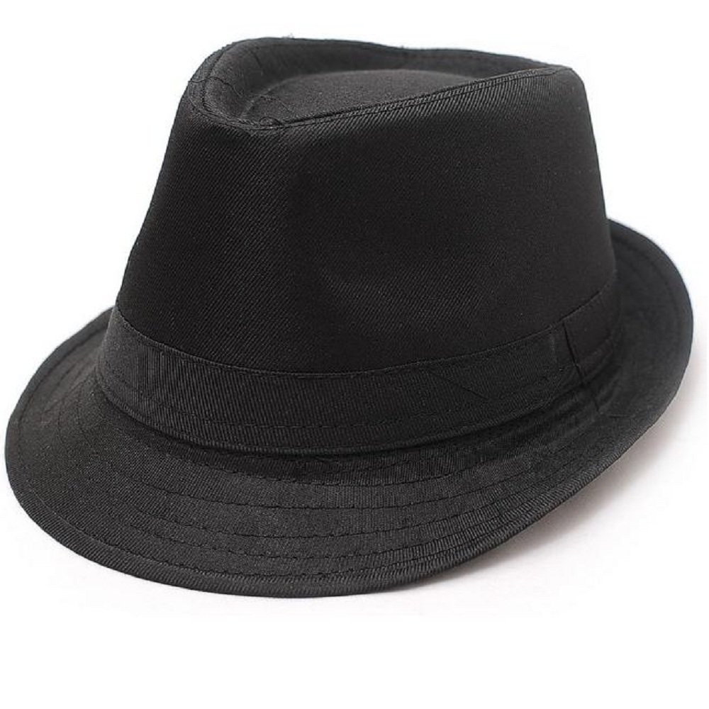 Hooyi Baby Fedora Jazz Hat - Plaid Cotton Cap for Boys & Girls (Black) - Perfect for Photoshoots, Parties & Dress-Up