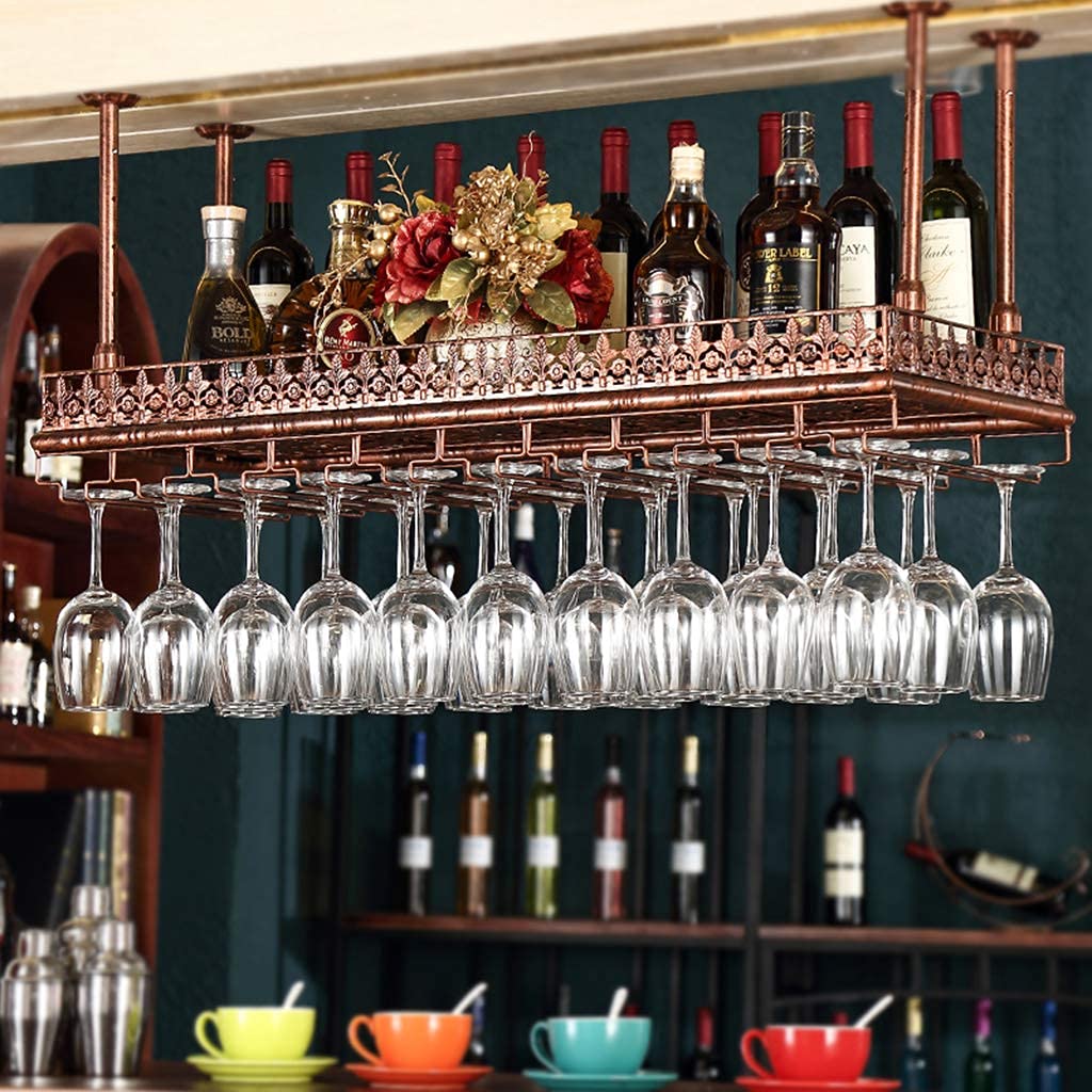 Industrial Metal Wall Mounted Wine Rack - 80Cm Retro Bar Decor for Wine Bottles & Stemware Storage | Perfect for Home, Kitchen, Restaurant & Wine Cellar Organization