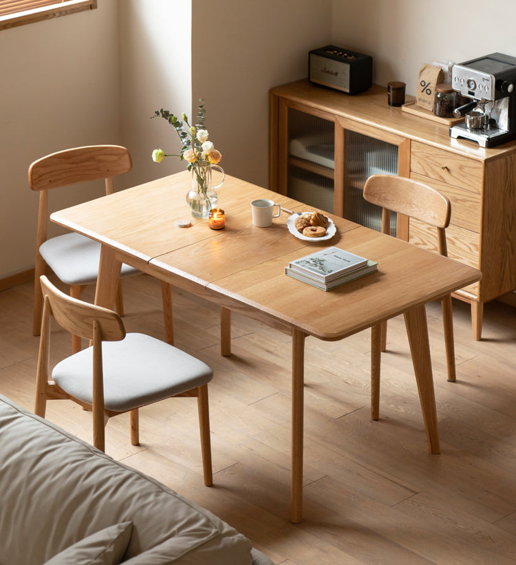 Solid Oak & Ash Wood Nordic Wall Mounted Extendable Dining Table - Space Saving Retractable Design for Small Apartments & Modern Homes