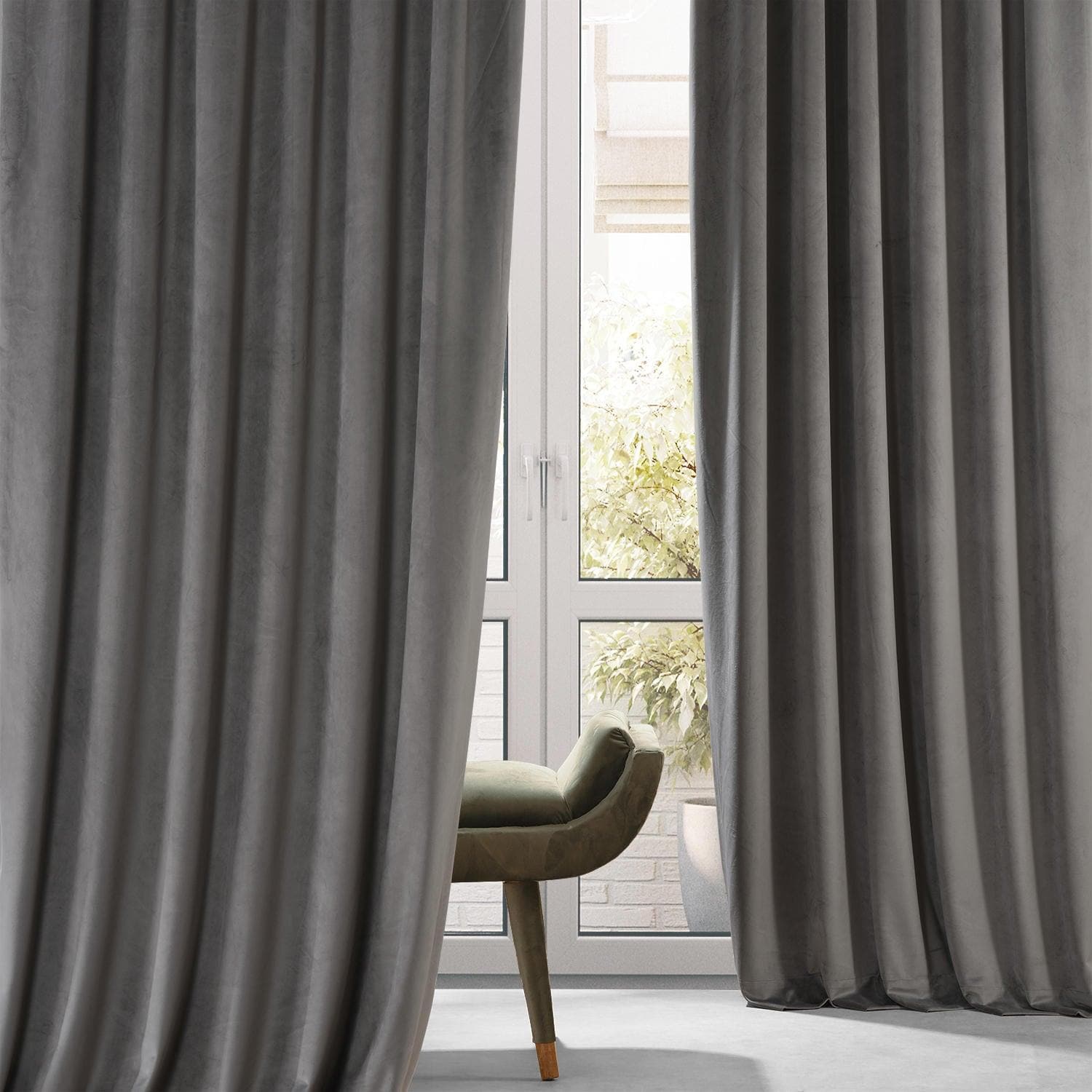 Luxury Blackout Curtains - Nightlife Grey Signature Plush Velvet Hotel Curtains for Bedroom & Living Room - Noise Reducing & Thermal Insulated Drapes for Better Sleep & Privacy